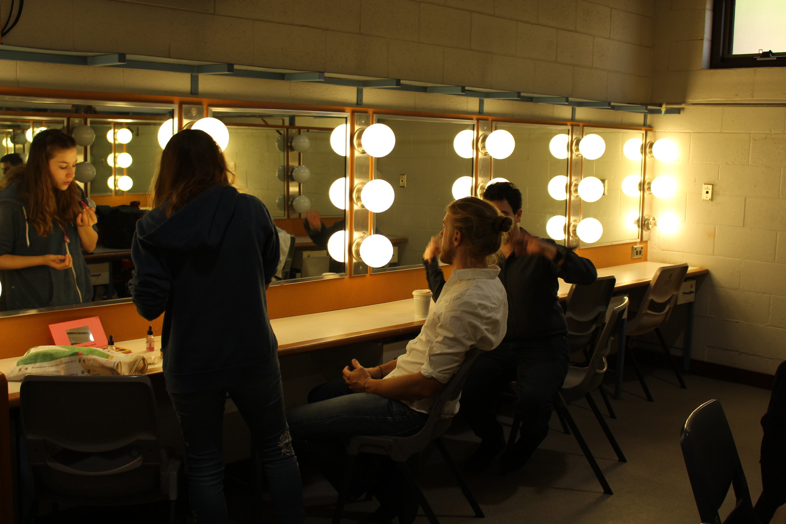  Jake De Agrela, James Norton and Phoebe Dingli prepare for a performance     