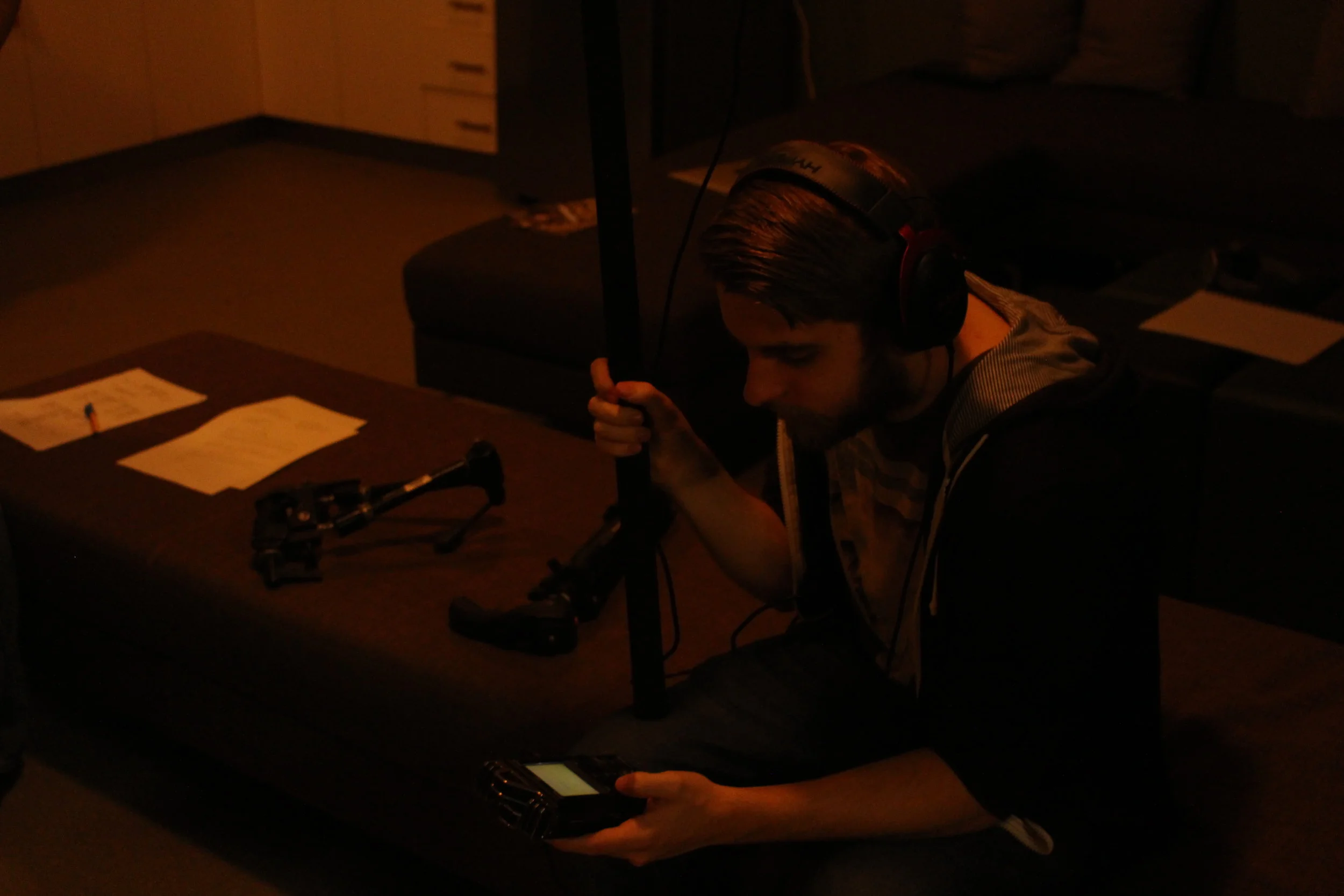  Keenan Bailey checks his sound recordings (1)     