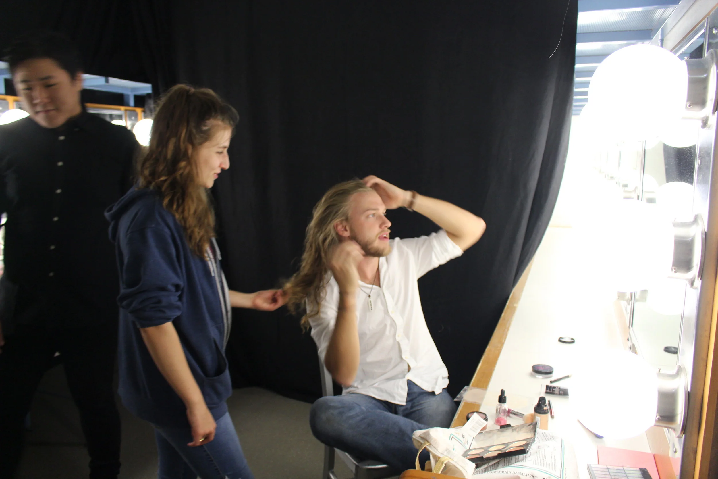  Phoebe Dingli prepares James Norton for some light makeup (2)     