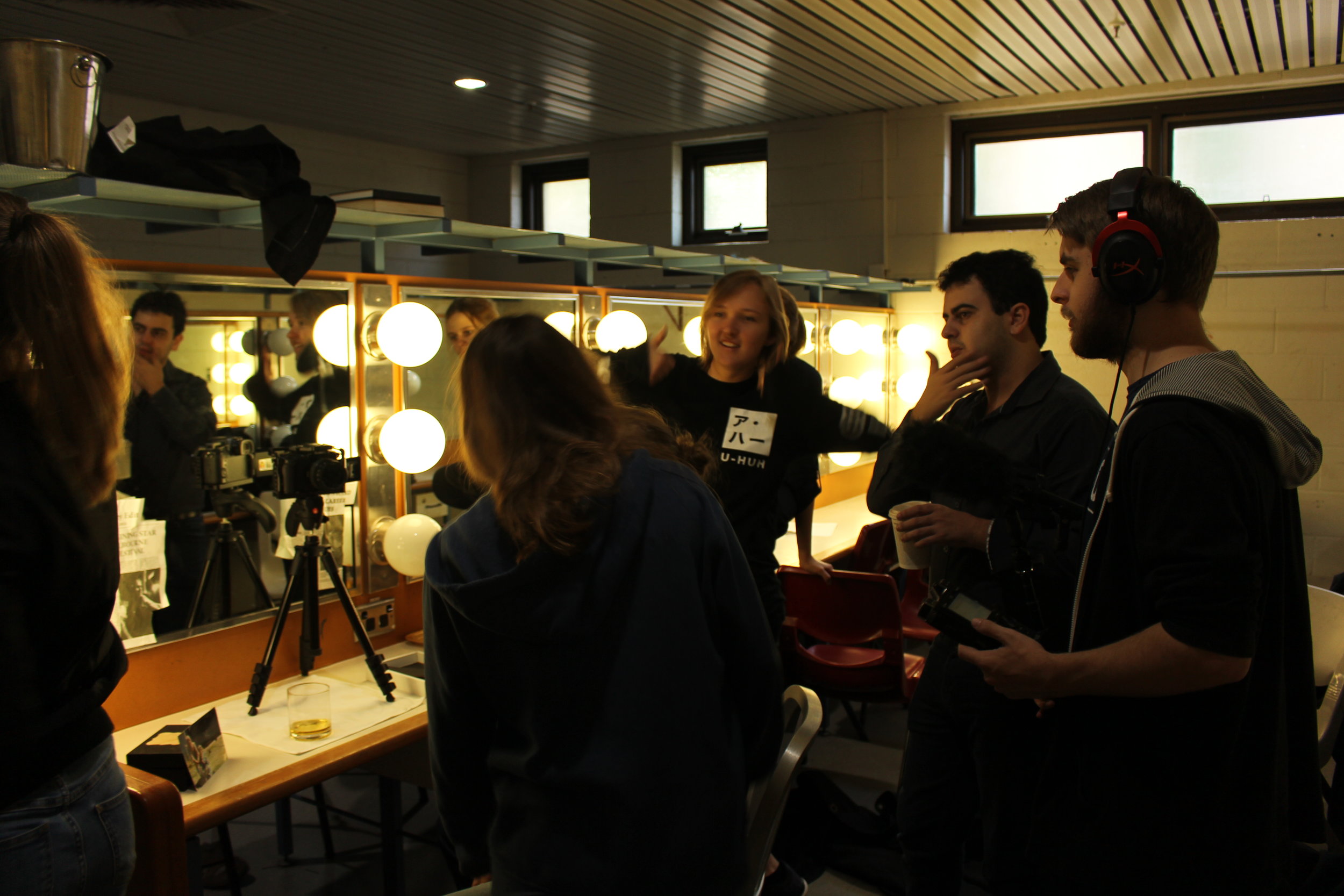  The crew figure out how to achieve the next shot in the dressing room     