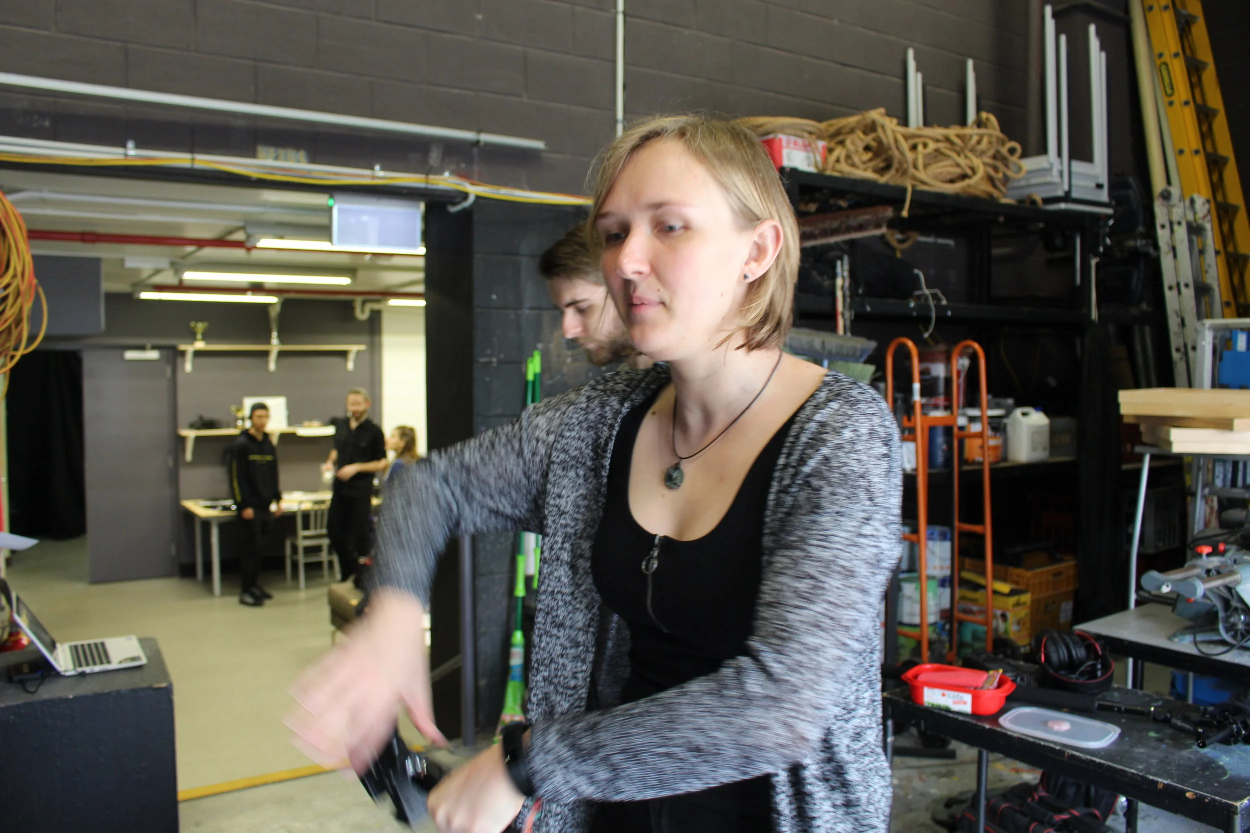  Szalina Maass (Cinematographer) starts assembling the gear for today’s shoot     