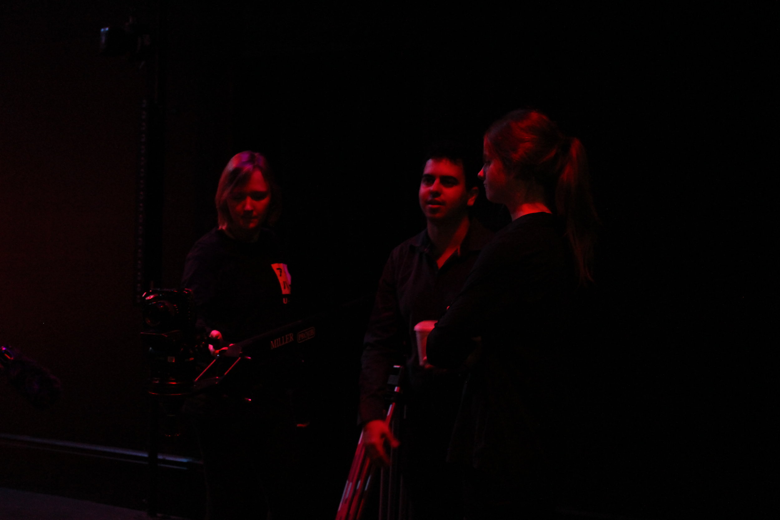  Szalina Maass (Cinematographer), Jake De Agrela (Co-director) and Abbey King (Additional Crew) prepare the JIB     