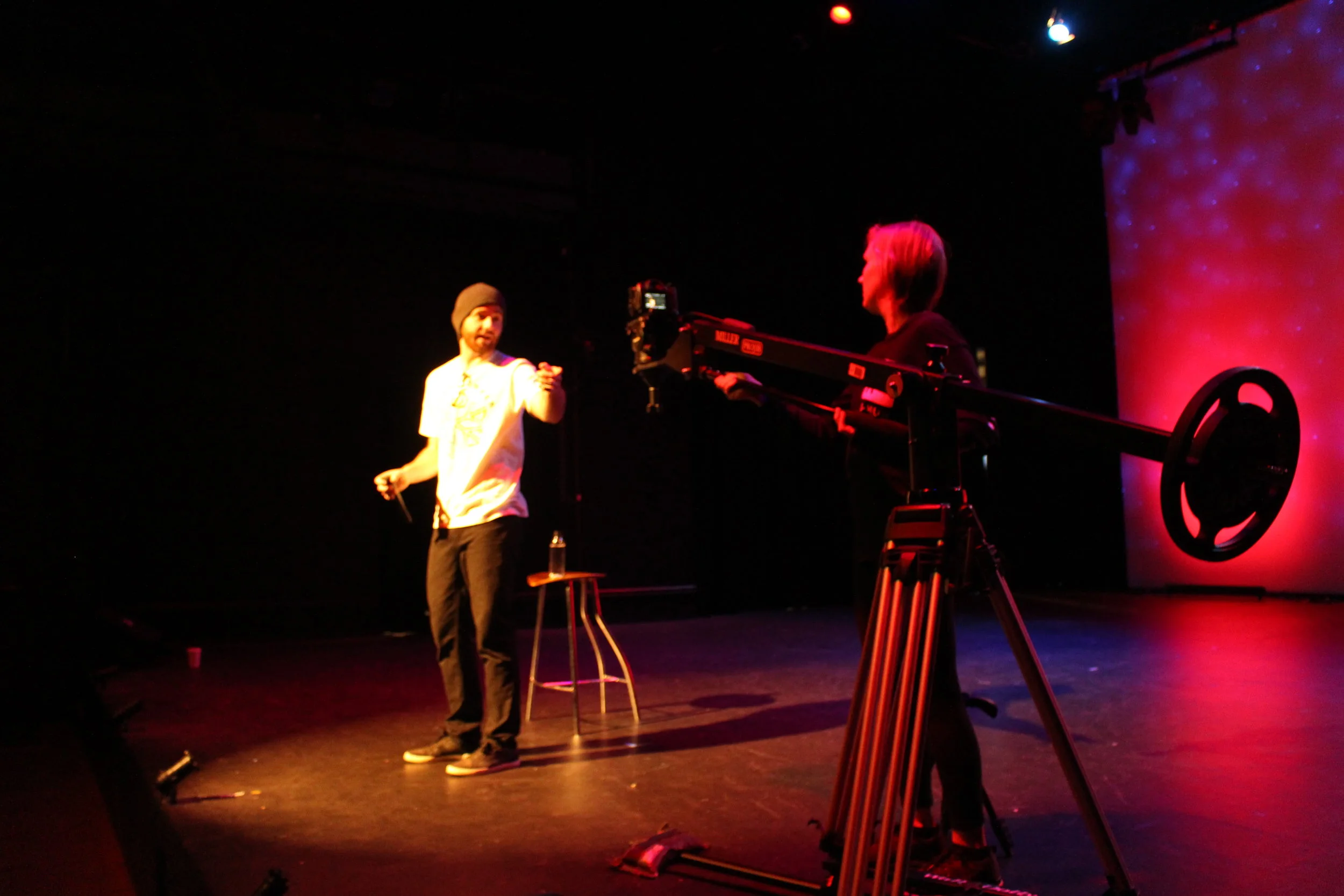  Zeke Morgan-Hind (Co-director) gives Szalina Maass (Cinematographer) some direction     