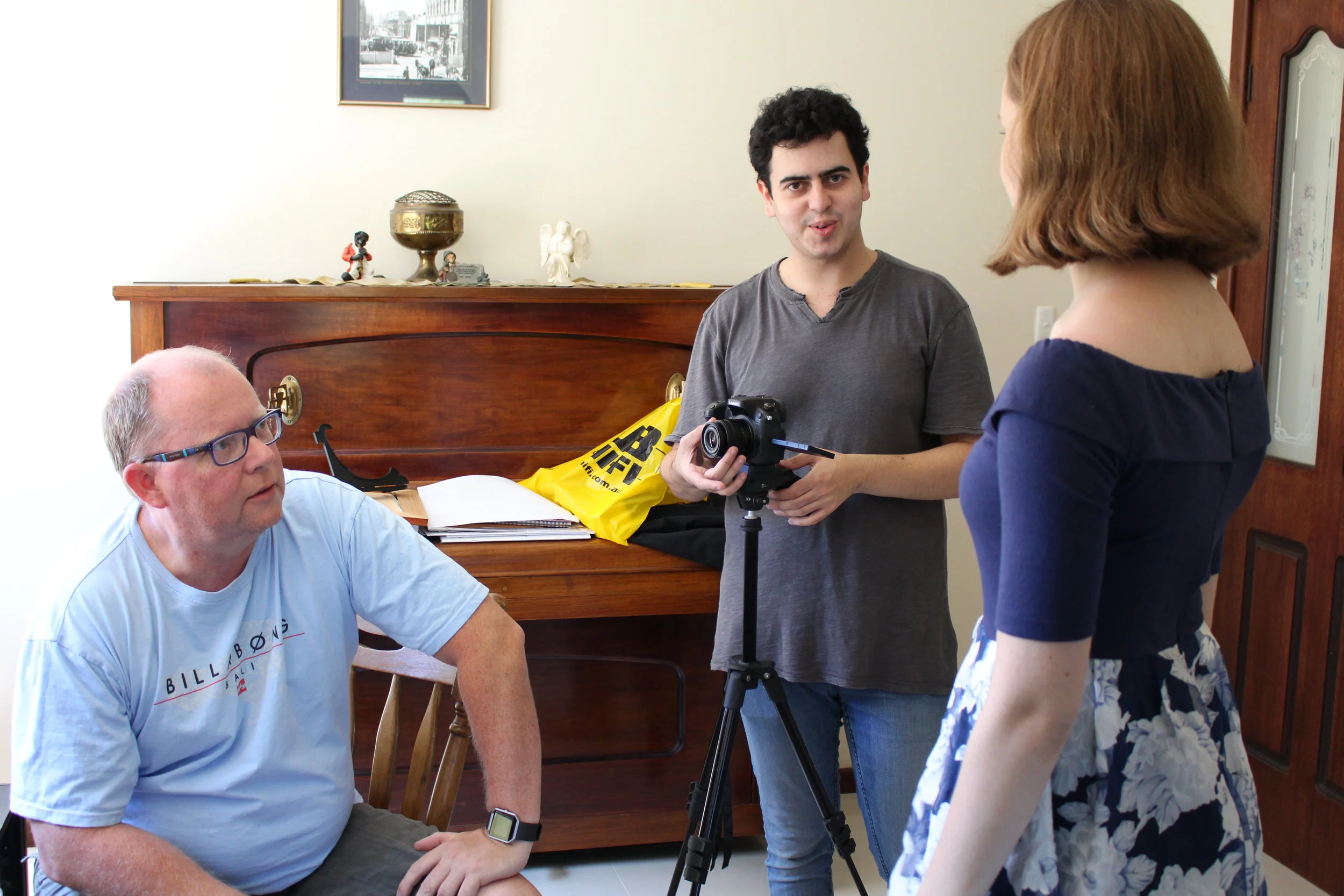  Behind the Scenes: Director, Jake De Agrela, talks the scene through with the actors 