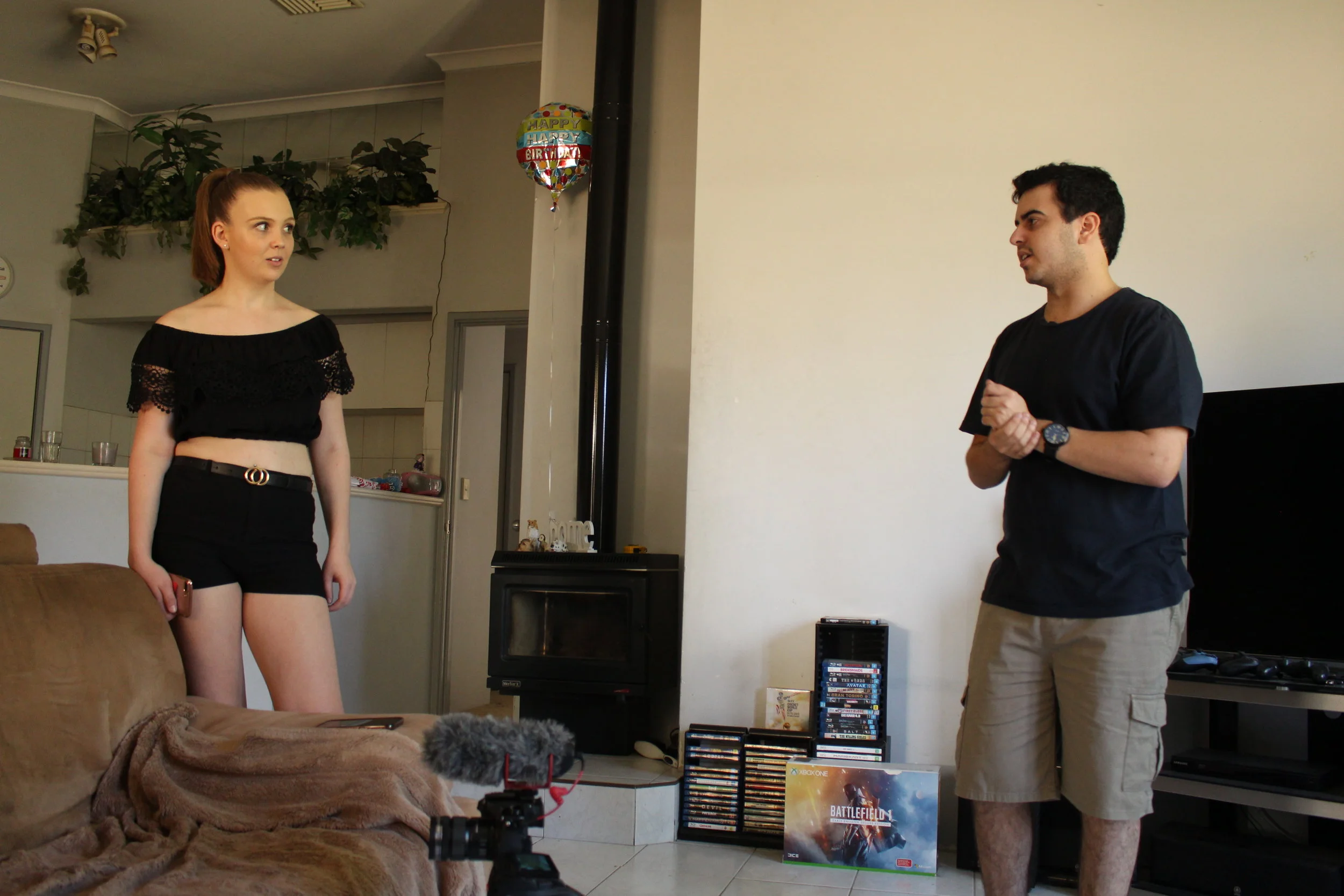  dis connected Production Day 3 - Director Jake De Agrela talks Monique Brocklehurst through the next scene 