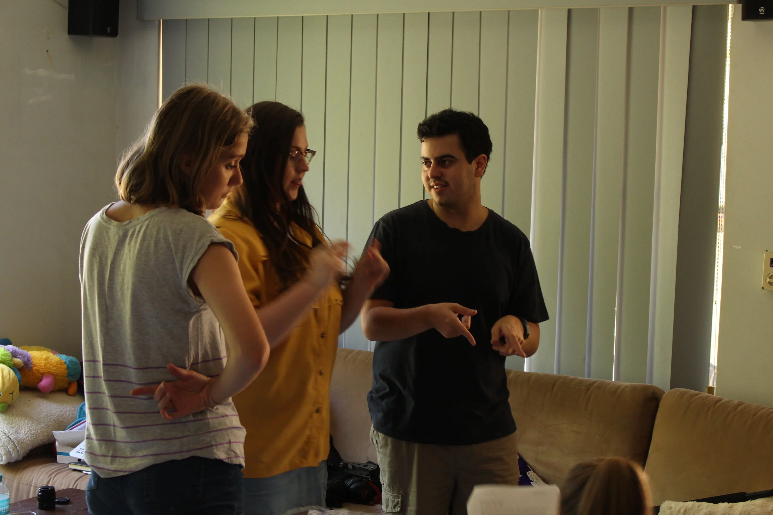  dis connected Production Day 3 - Director Jake De Agrela talks the scene through with Mikaela Innes (Kirsten) and Rebecca Collin (Brooke) 