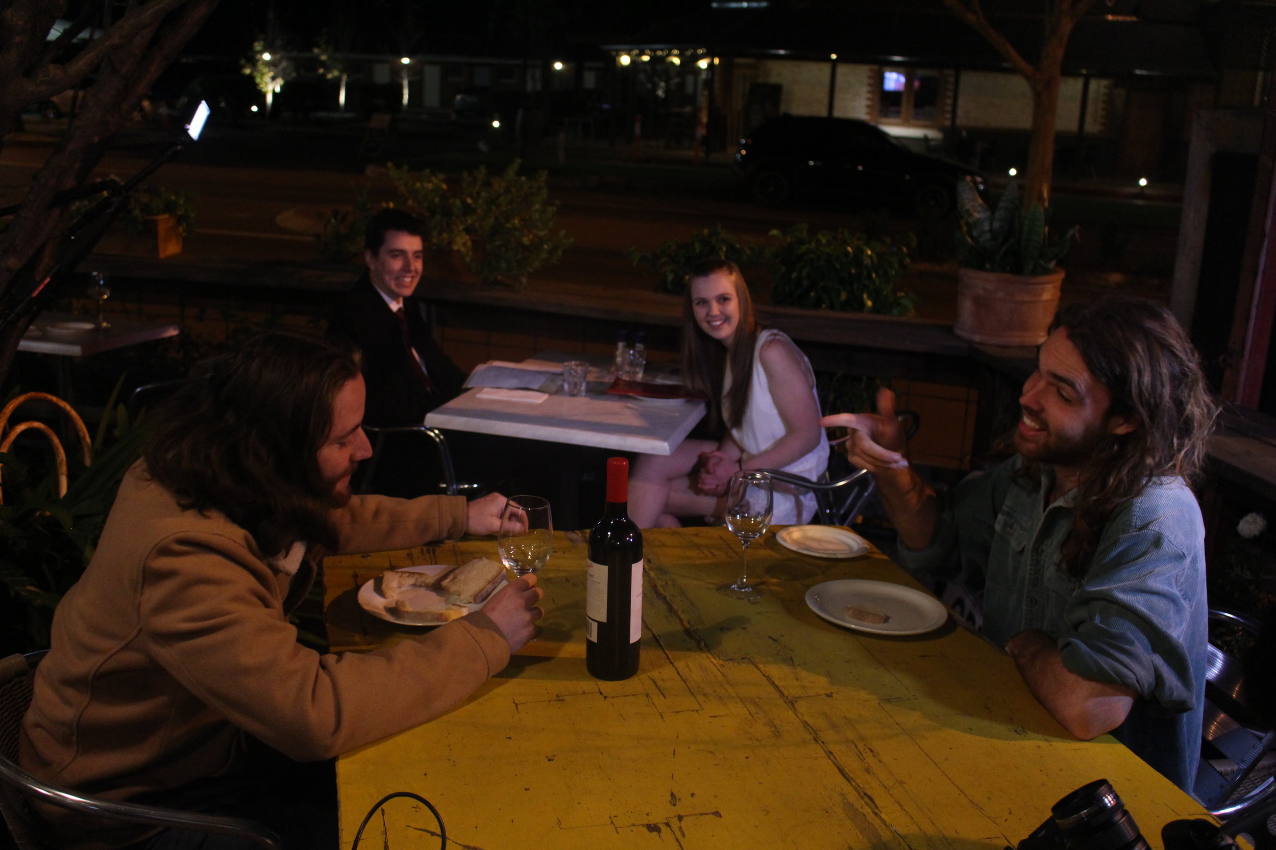  dis connected Production Day 9 - A dinner date with Alice (Monique Brocklehurst), Chris (Zachary Cave), Zeke Morgan-Hind and Oliver Toole 