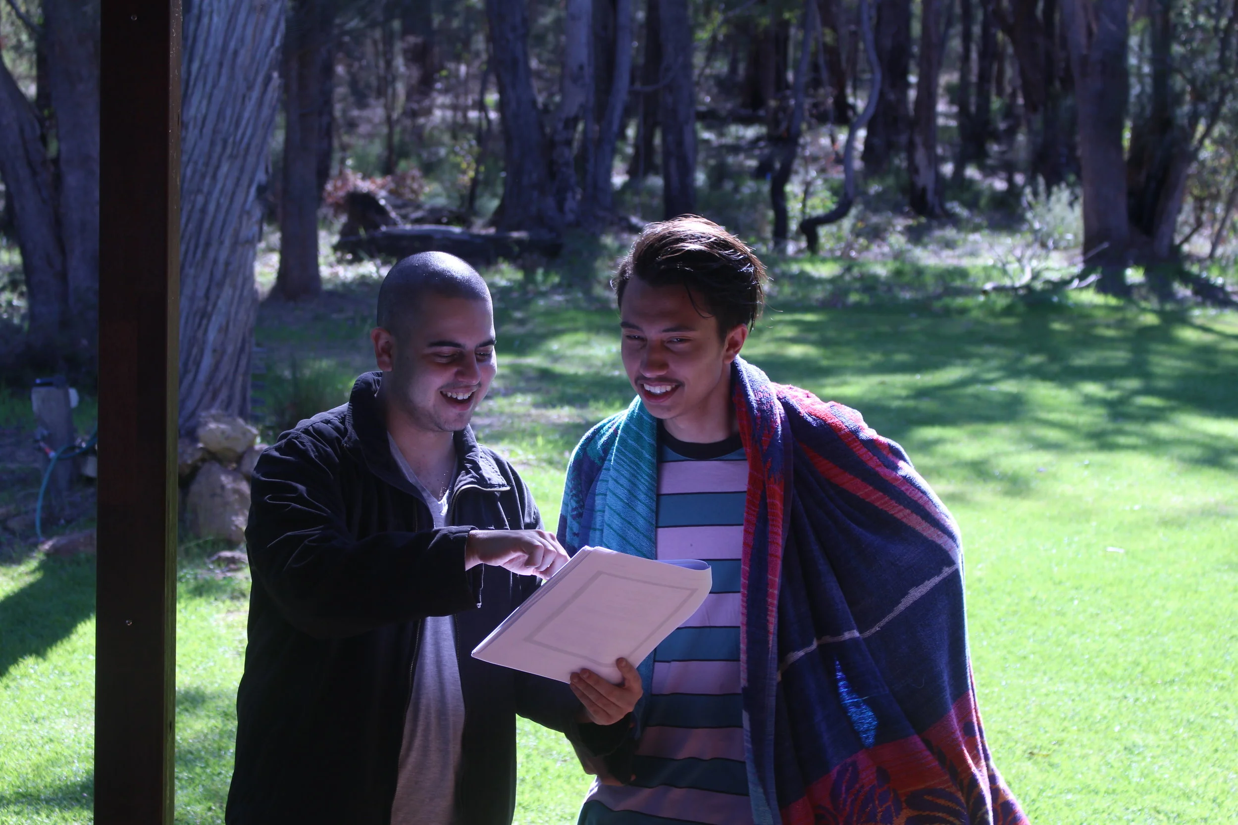  dis connected Production Day 10 - Jake De Agrela (Director) goes through the script with James Mooney (Vince) 