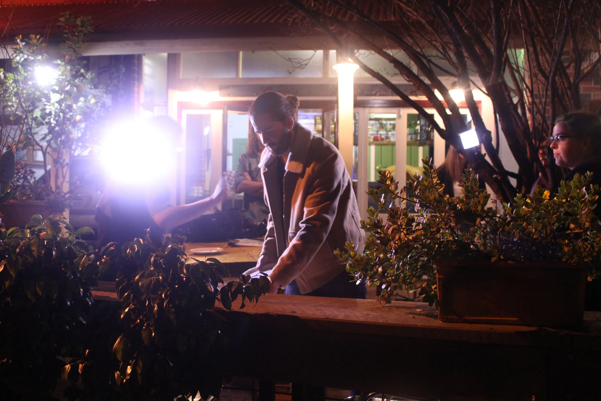 dis connected Production Day 9 - Zeke Morgan-Hind prepares the stage of the dinner date scene. 