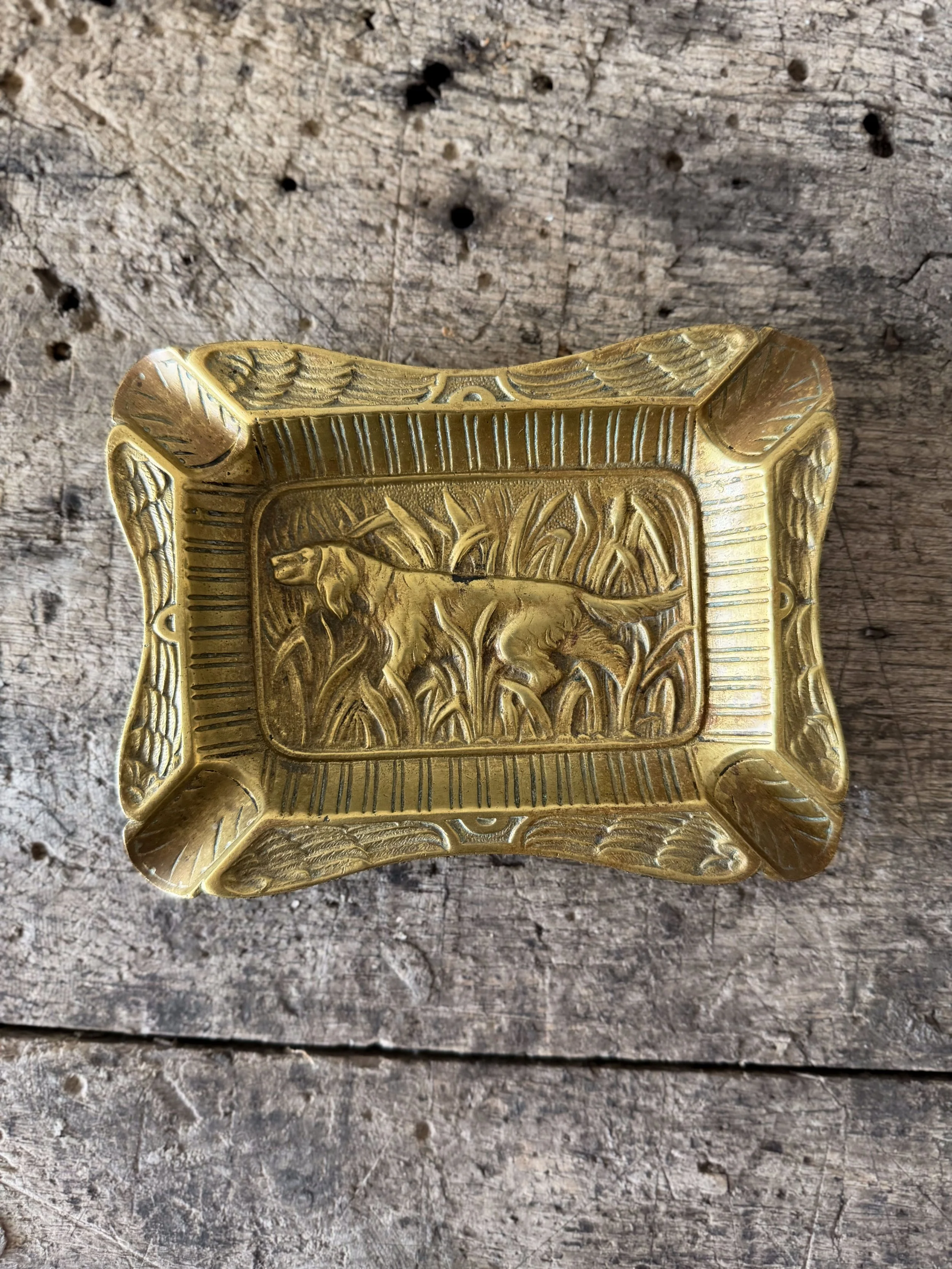 Brass Dog Ashtray