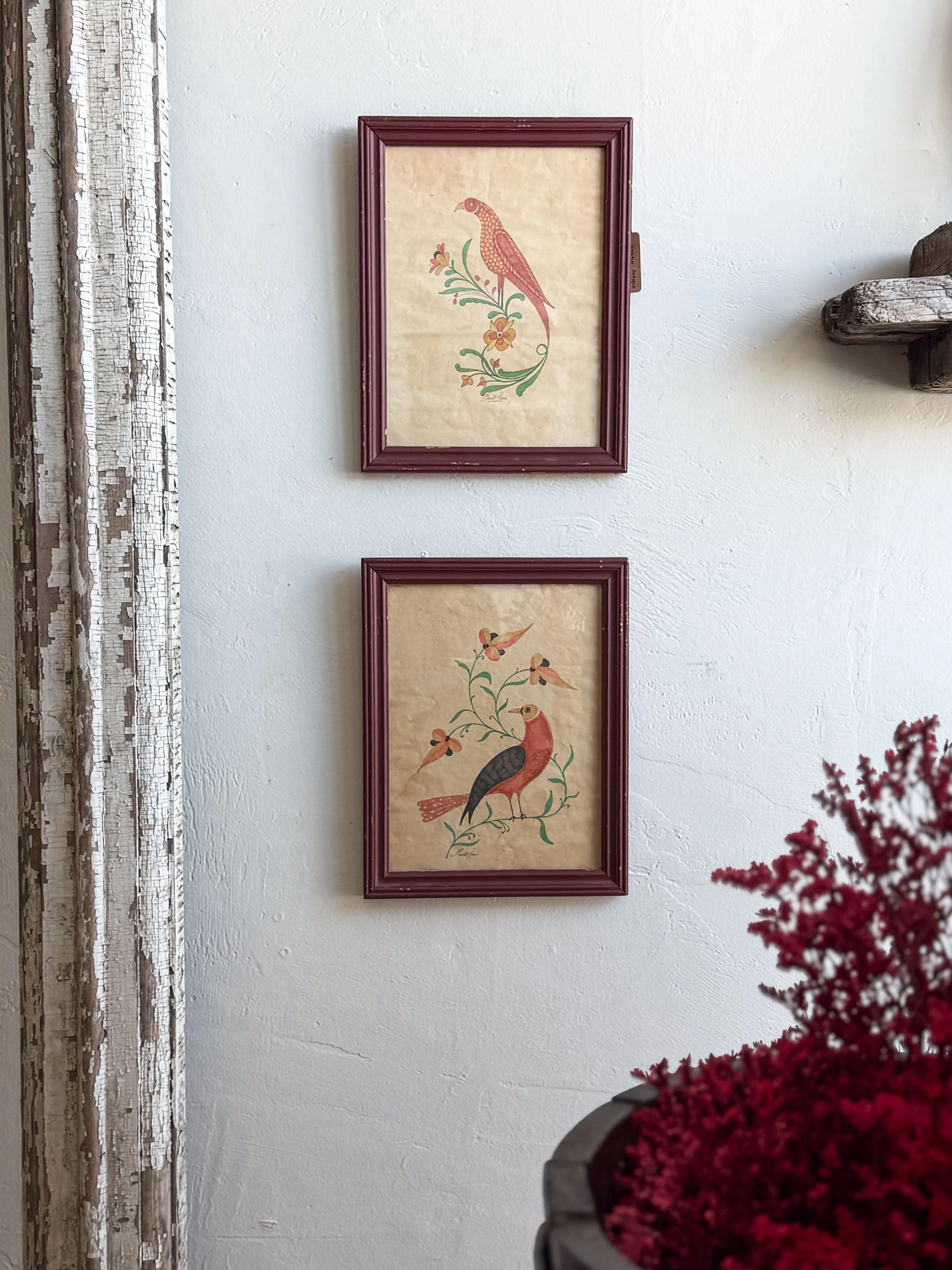 Fraktur Folk Art Bird Paintings
