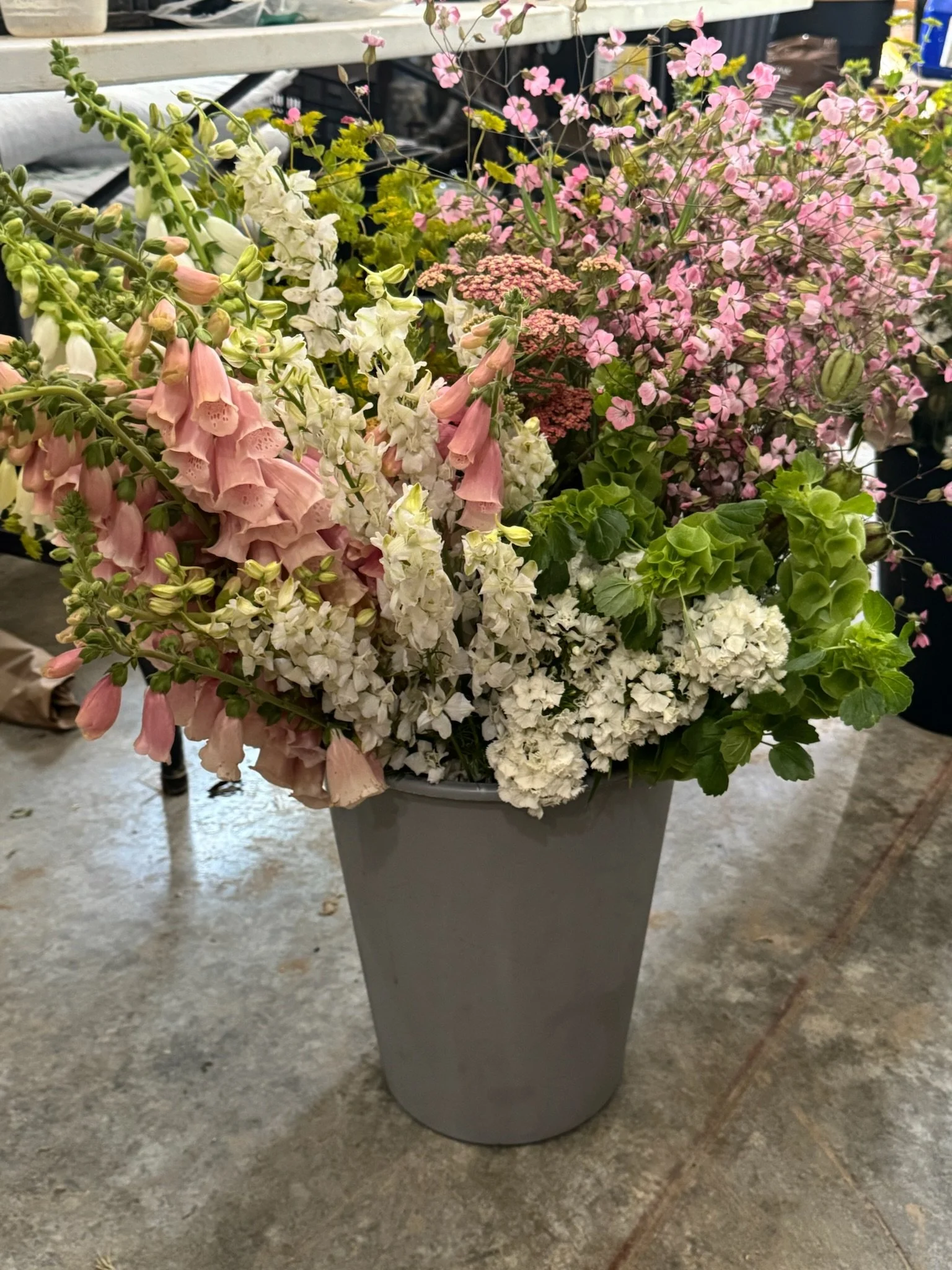 D-I-Y bucket of foliage and flowers: Grower's choice