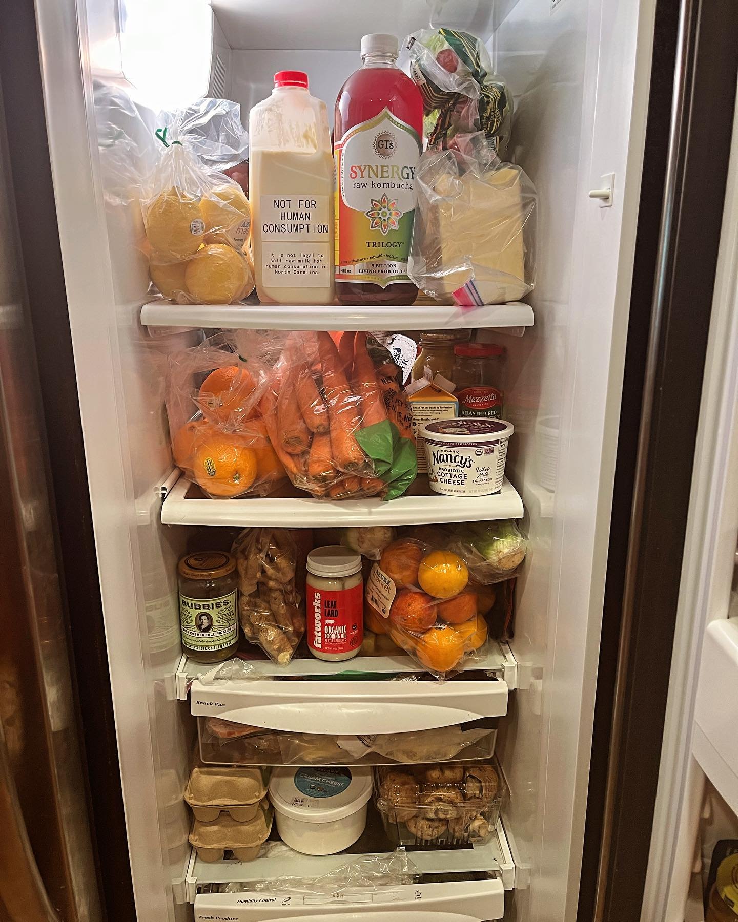 I thought I&rsquo;d post an updated view of my refrigerator since I&rsquo;ve been shopping at basically two places, @azurestandard and @yonderwnc, a local market focusing on local, nutrient dense and ethically sourced foods. I get meat products such 
