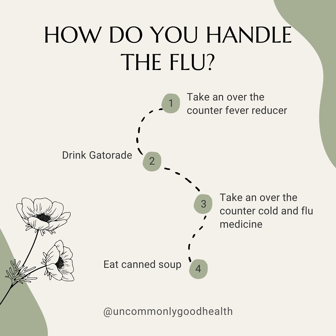 No judgment here! Everyone does the best they can to suffer through the flu! But is there a better way?

Over the counter medications not only all have side effects (for instance, Ty$le$nol with unusual bleeding or bruising), but push the symptoms de