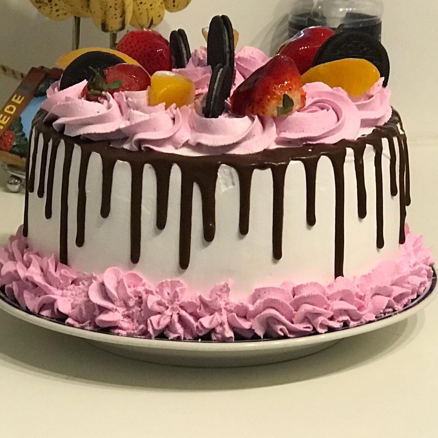 Cake we made for a family get together!!! #TakingOrdersSoon #Website #Cakes #ChocolateCakes #VanillaCakes #Cupcakes #CinnamonRolls #BananaBread #BananaMuffins #CakeSlices