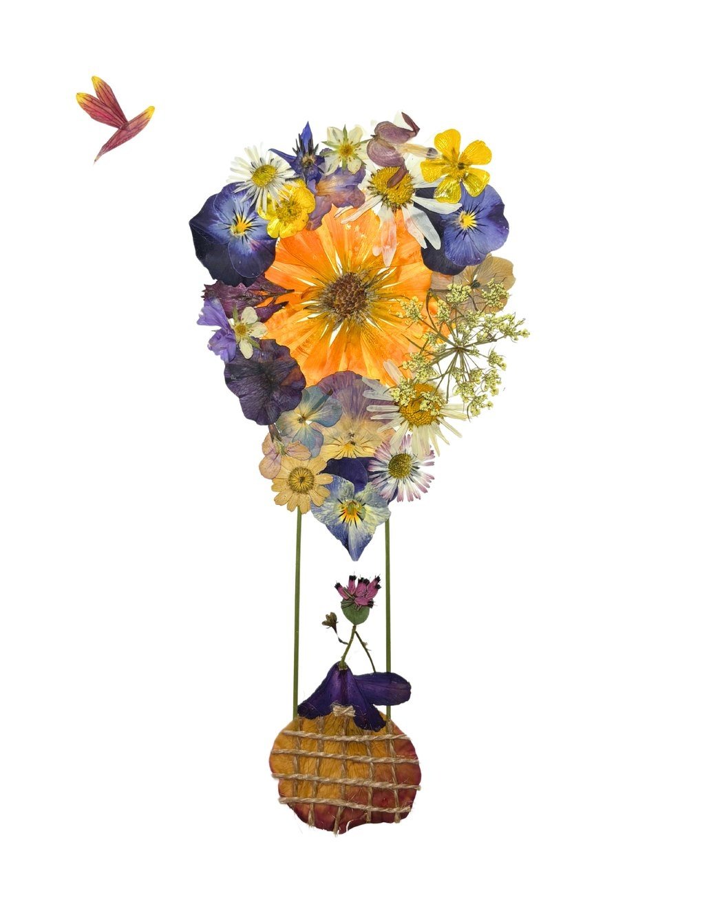 The Hot Air Balloon, pressed-flower original by Annelie's Blumen