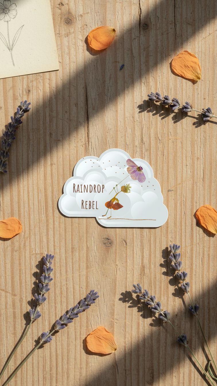 'Raindrop Rebel' Matte Vinyl Sticker