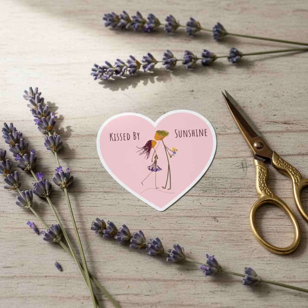 "Kissed By Sunshine" Heart Vinyl Sticker