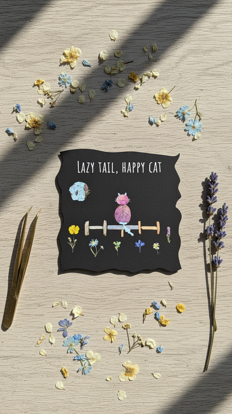 'Lazy Tail, Happy Cat' Matte Vinyl Sticker
