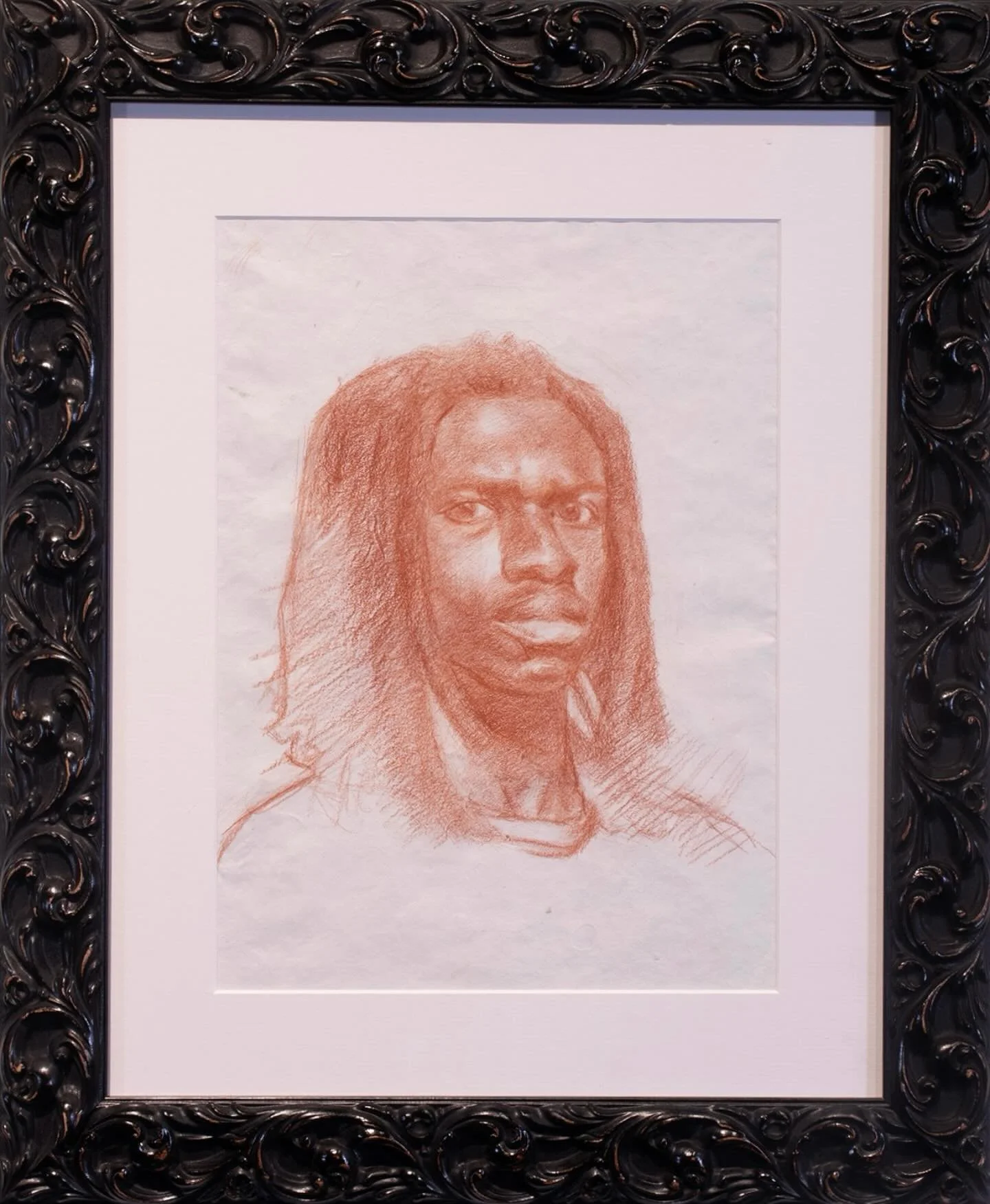 Self portrait at 20
2024
Red chalk on handmade paper 
20 x 16 in. (Framed)