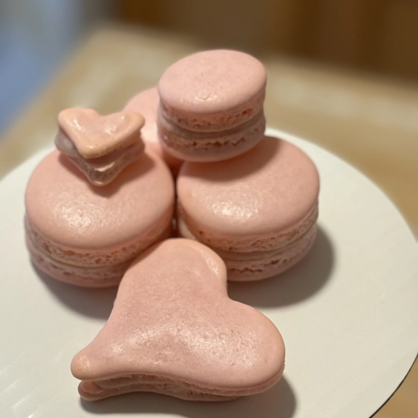 Strawberry White Chocolate Ganache Macarons