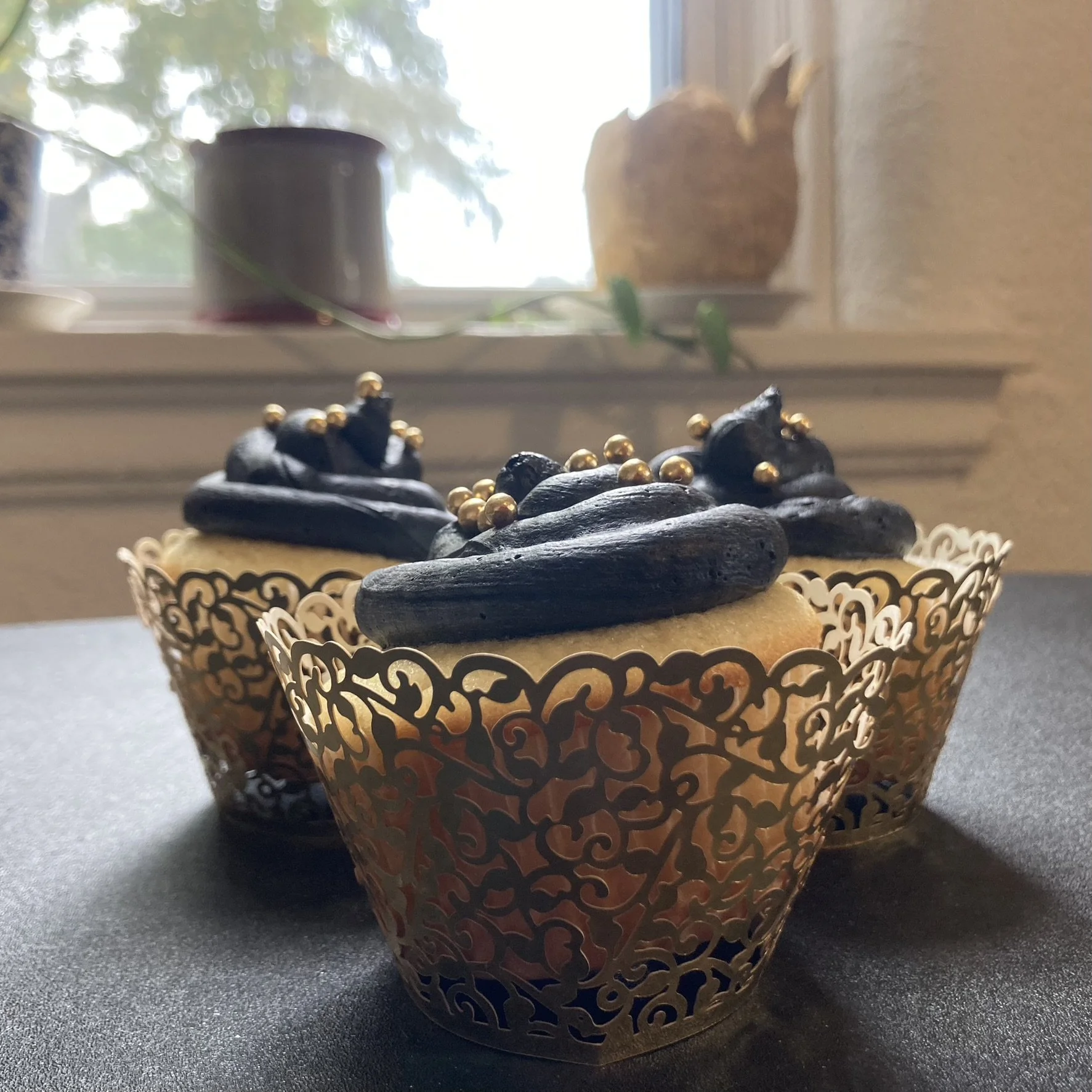 Custom Black & Gold Versace themed cupcakes