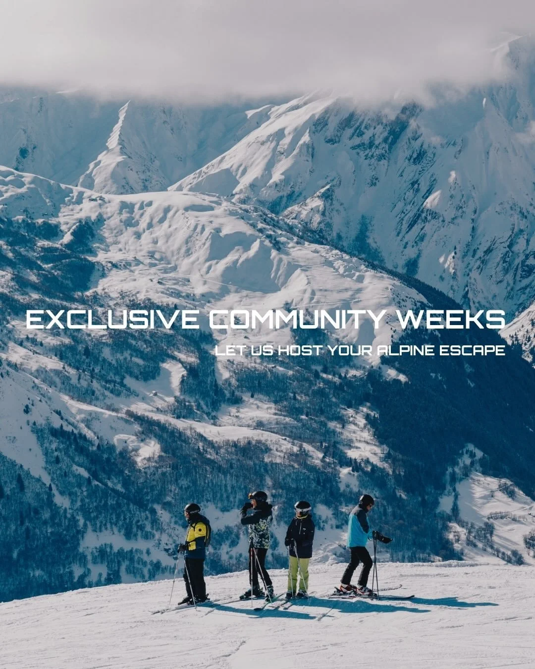 BRING YOUR COMMUNITY AWAY WITH US.

If you want to host the perfect getaway for your own crew, from run clubs to book clubs - if you&rsquo;ve got the people then we&rsquo;ve got the plan ⚡️

Get in touch to organise a week of skiing you won&rsquo;t f
