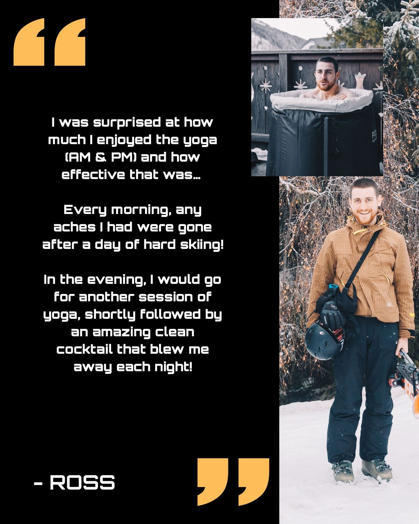 Joined by his dad, Ross entered the week with one goal: SKI AS MUCH AS HUMANLY POSSIBLE!💨

Often the first ones up and out every morning, the pair really took to our in-house yoga sessions and instantly saw the benefit to their daily recovery.

By w