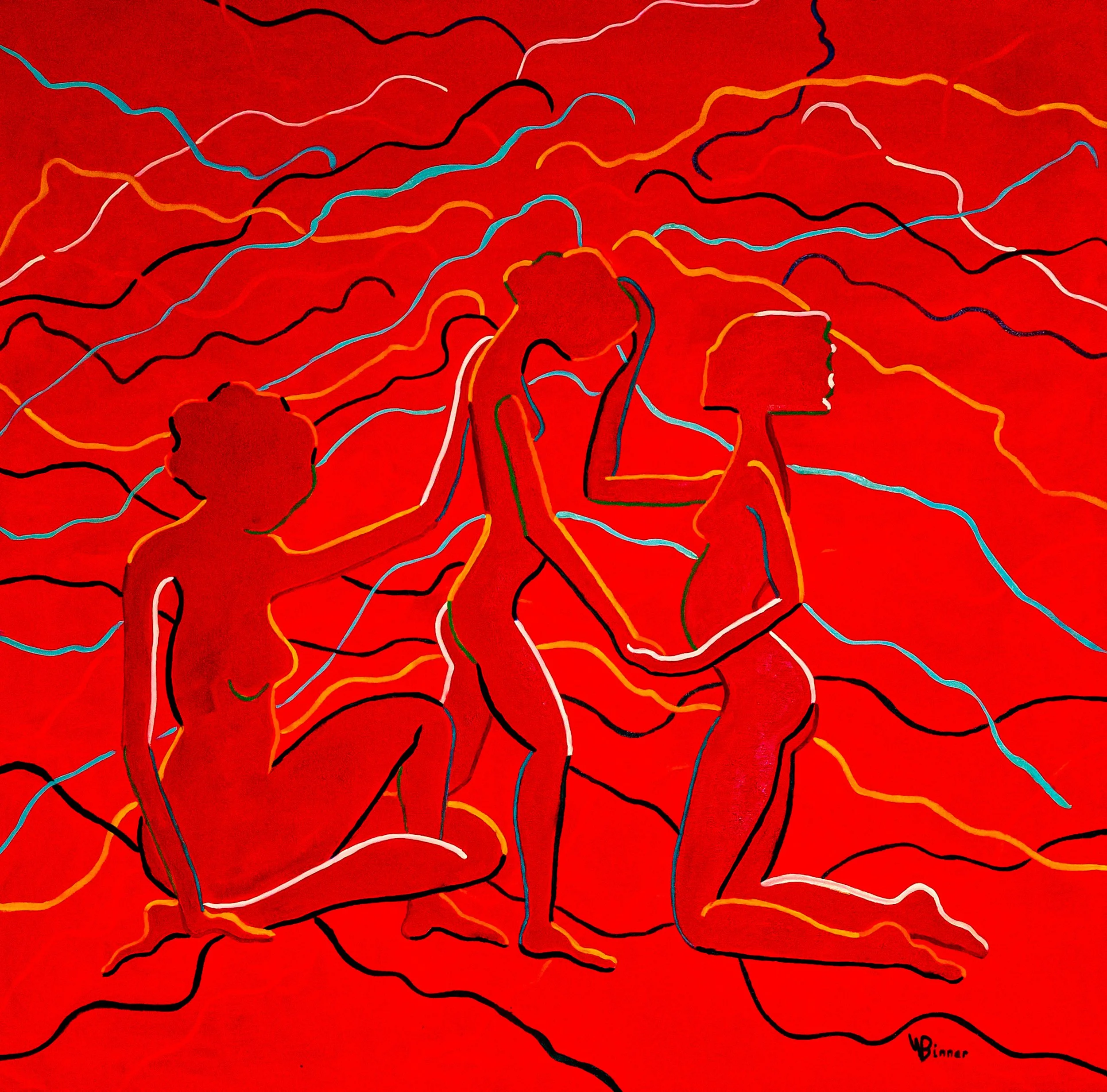 LES TROIS GRACES - Oil on Canvas: 37" X 37"