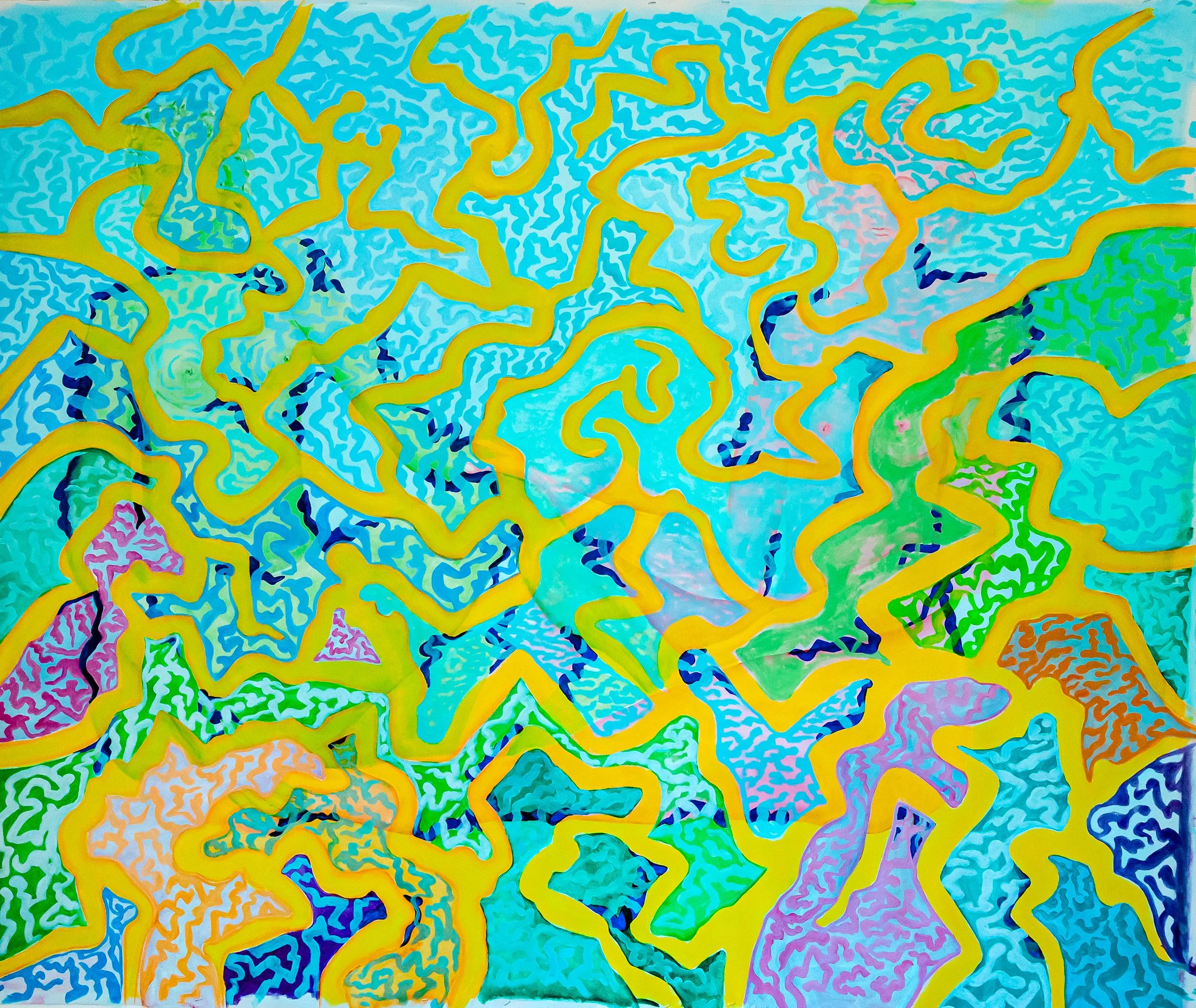 HOLDING HANDS - Oil on Canvas: 68" X 56"