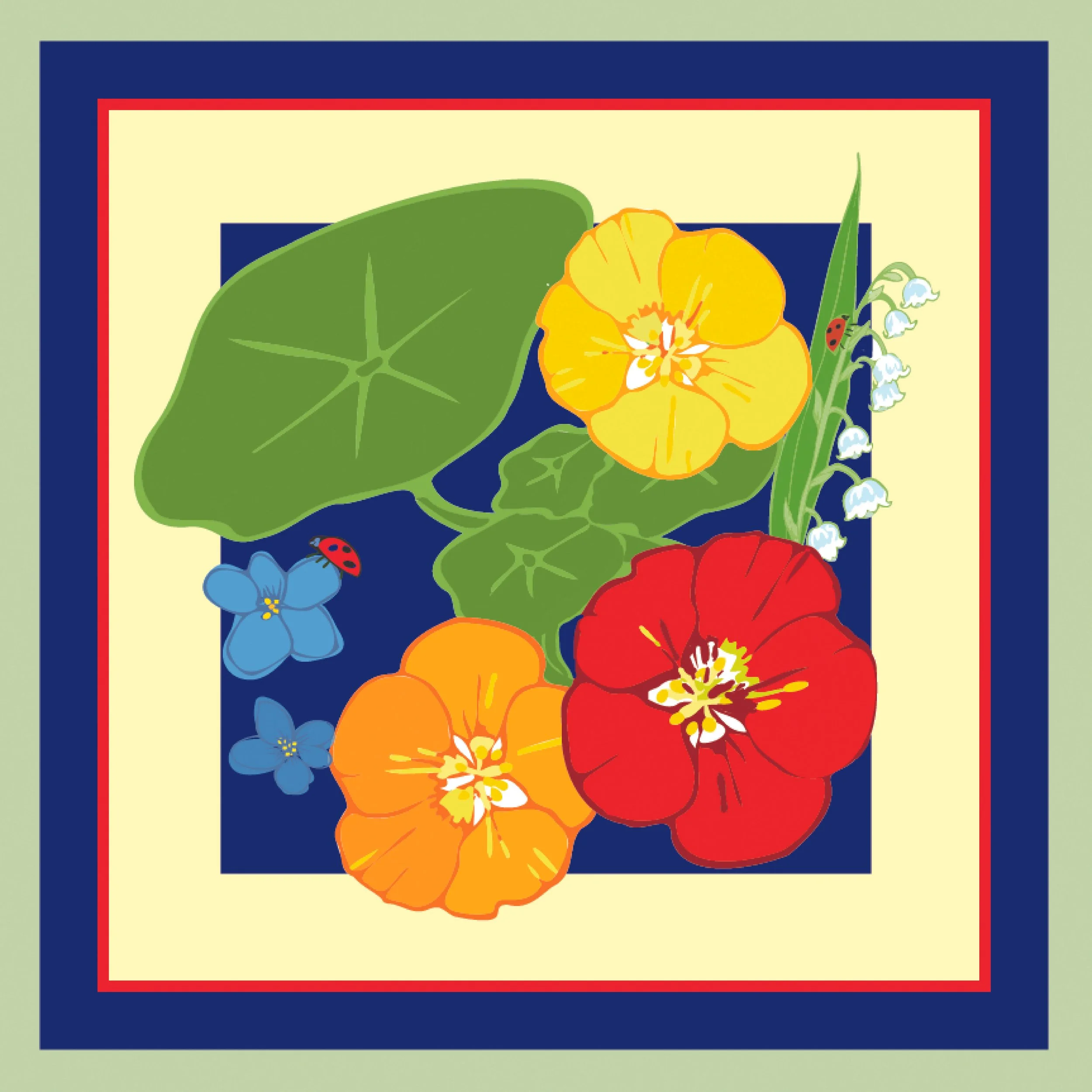 Retro Blue Tea Towel