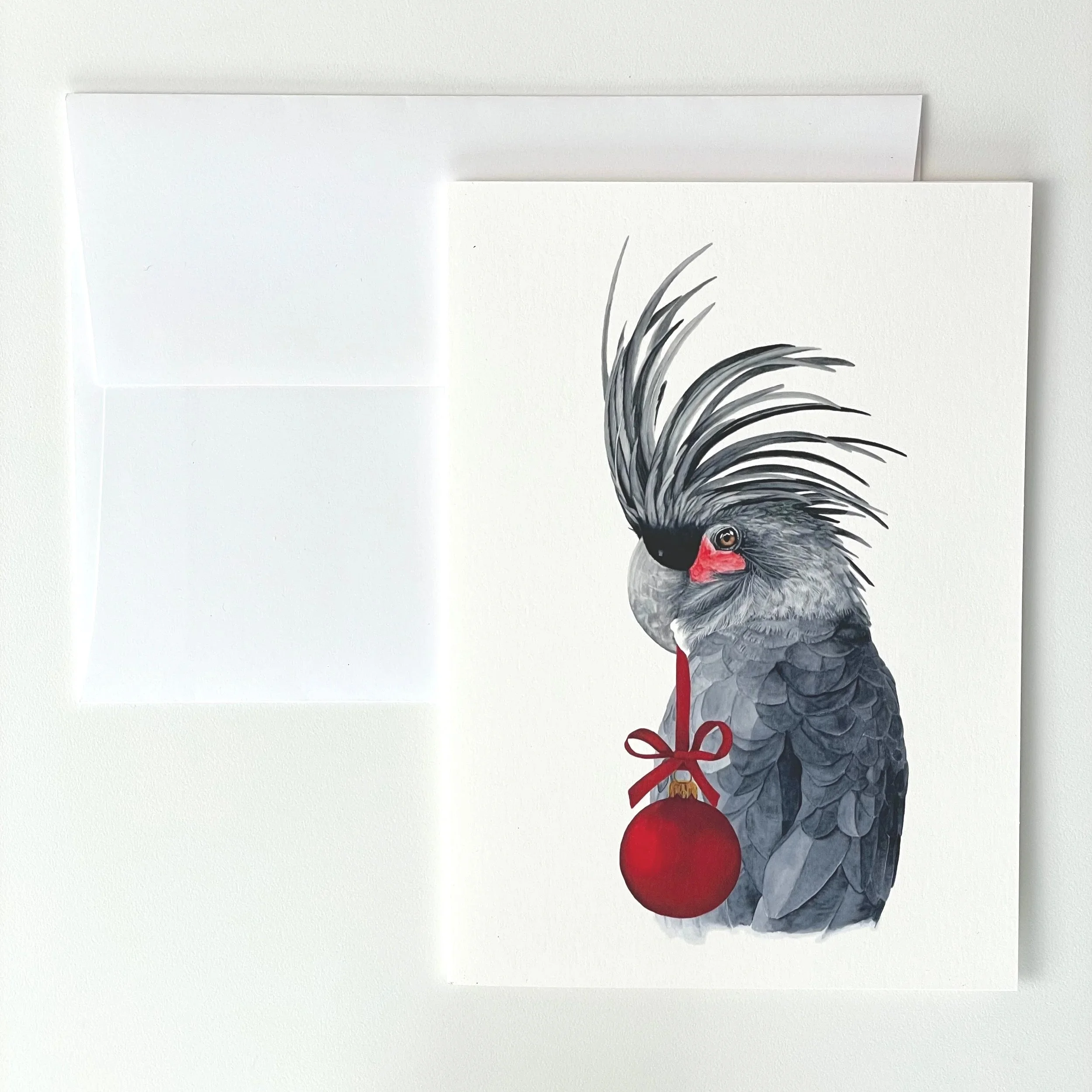 Fine Art Card - Christmas - Palm Cockatoo with Red Bauble