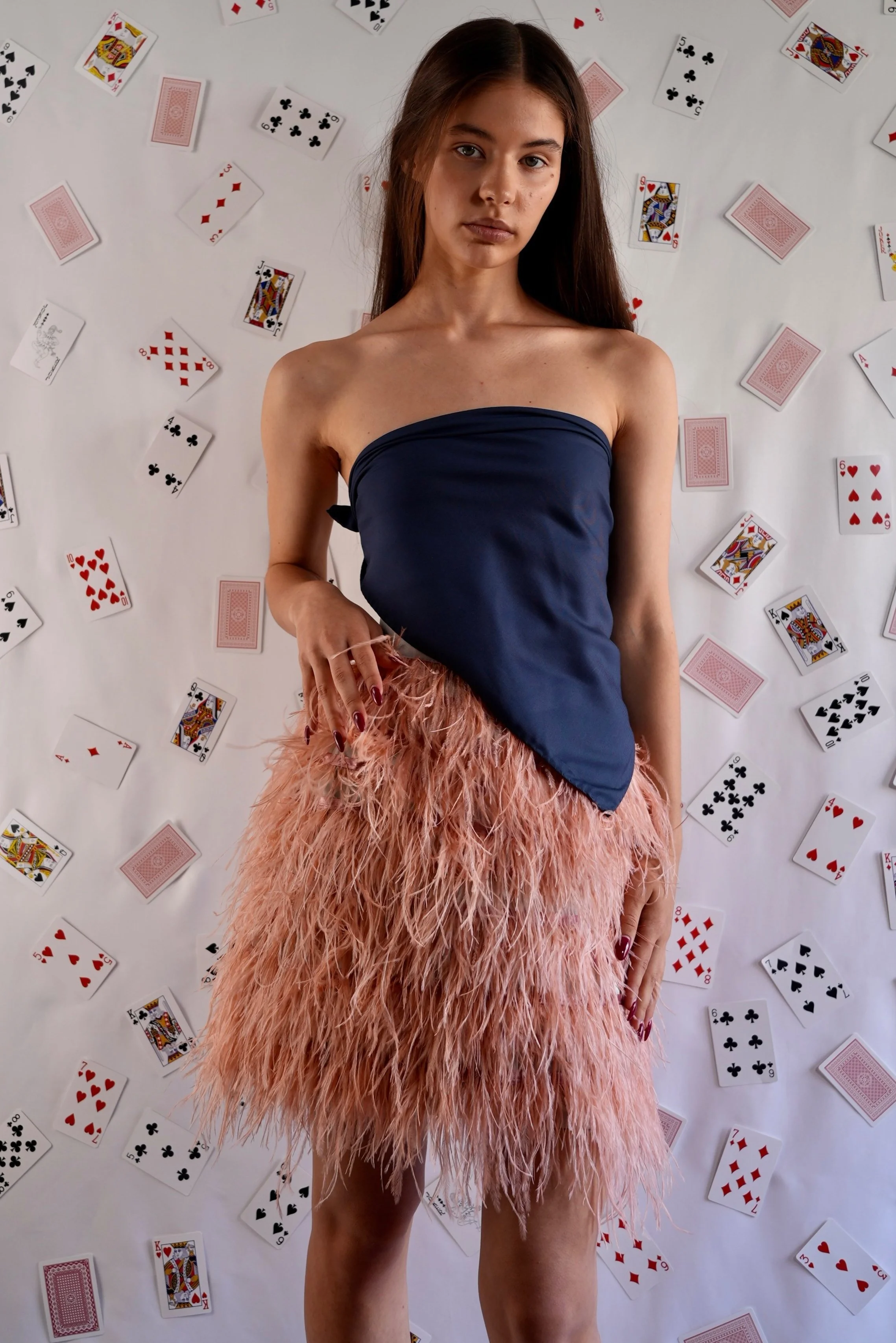 B.Brand Skirt Peach Party — detail view: peach fabric texture and hem close-up
