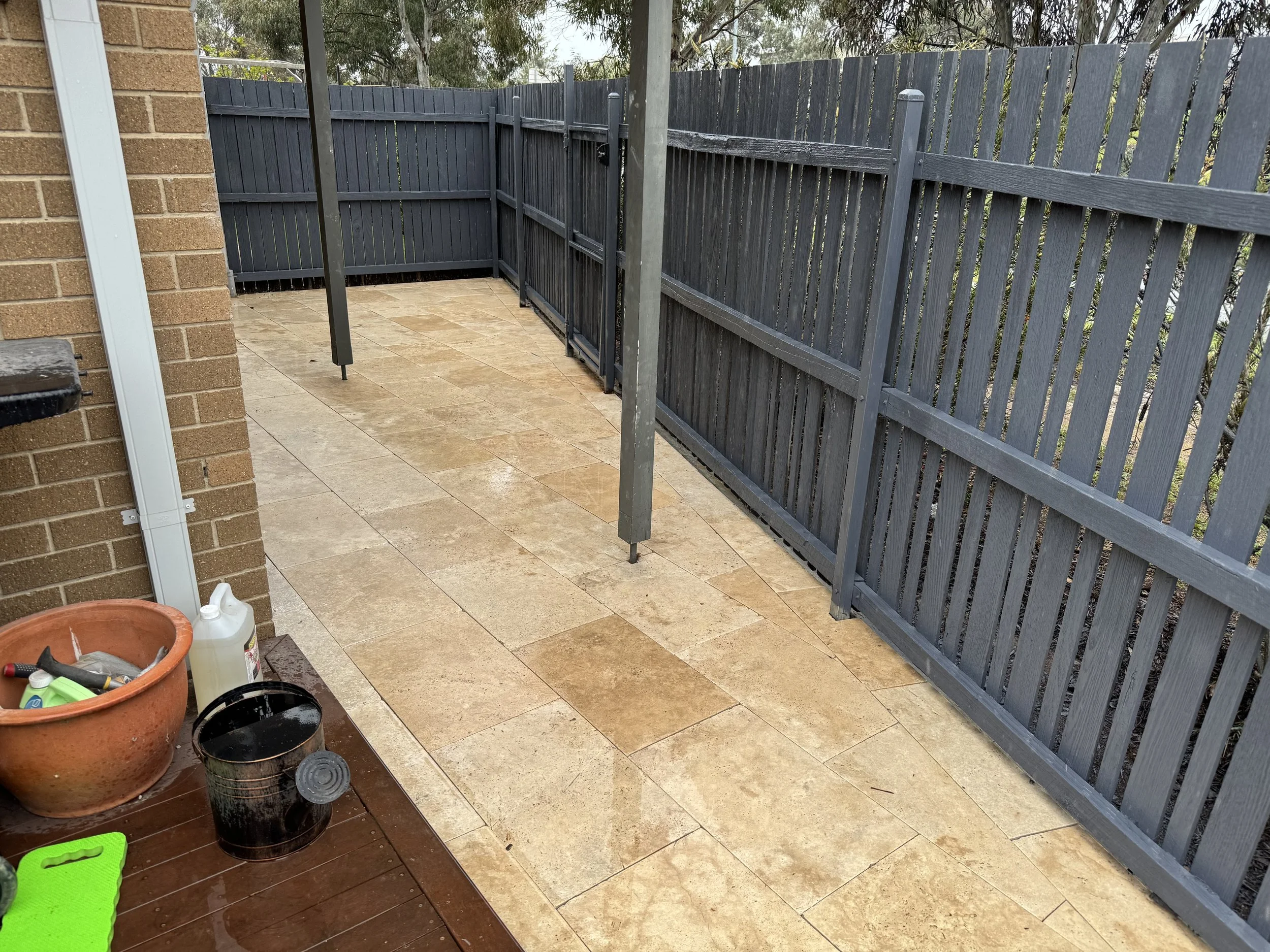 Travertine Paving &amp; Garden Bed
