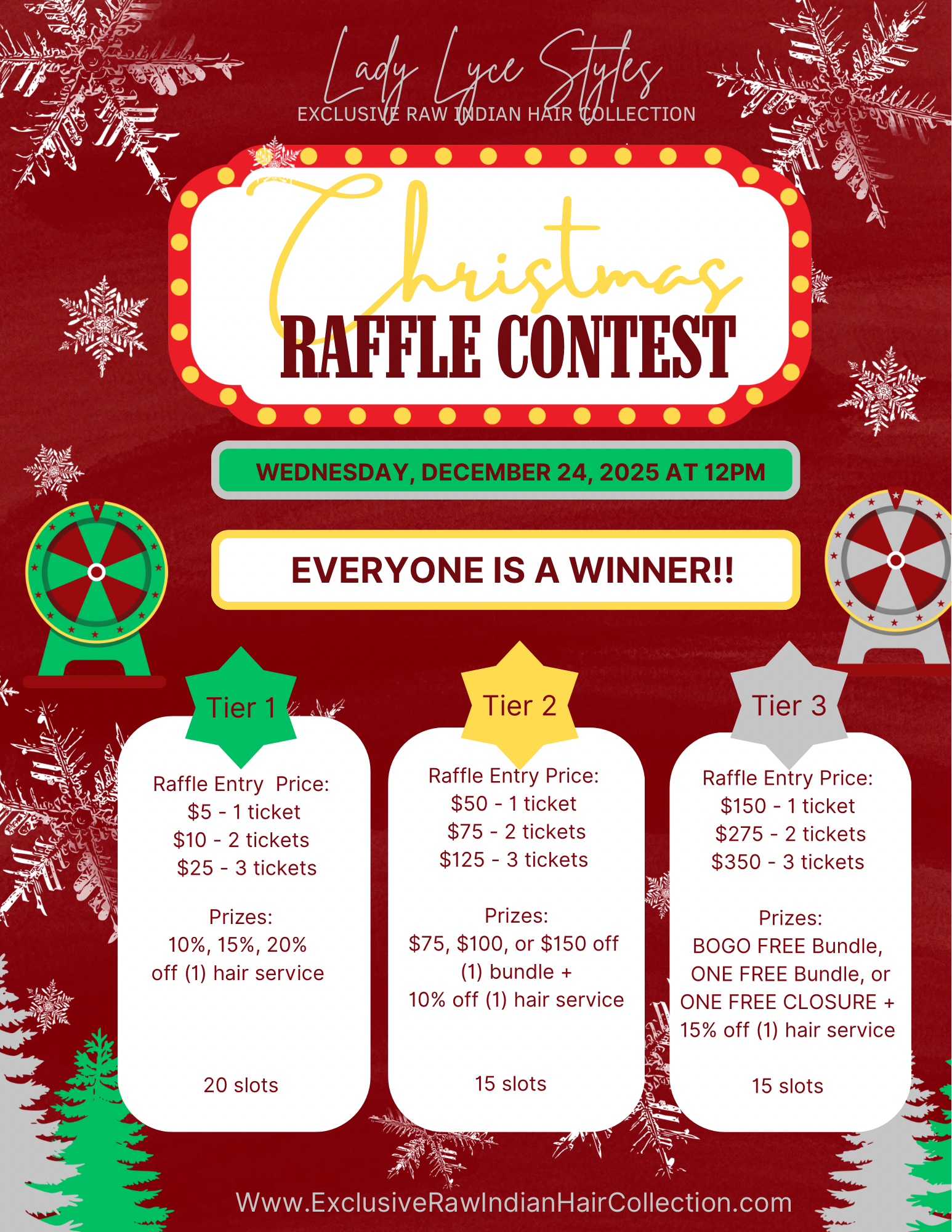 Red and White Illustrated Christmas Raffle Contest Flyer.png