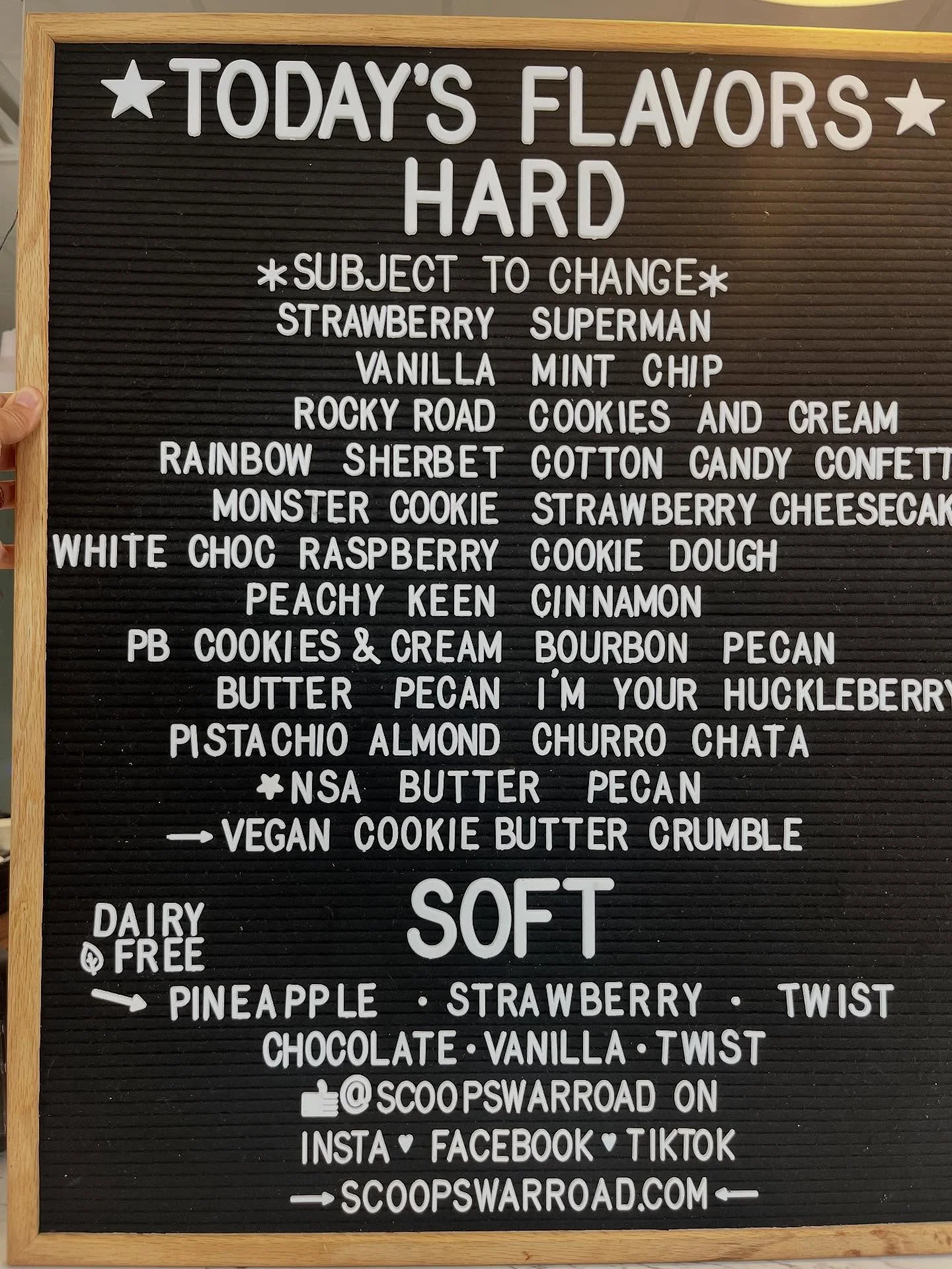 Today is the FINAL DAY of Season 2 regular business and we are open 1-8 pm.
We’ve stocked our Grab and Gos
-Ice Cream Sandwiches, Scooper Stuf Oreos, and the very popular Chocolate Chip or Monster Cookie Sandwiches 
-Choco Tacos
-We have the f