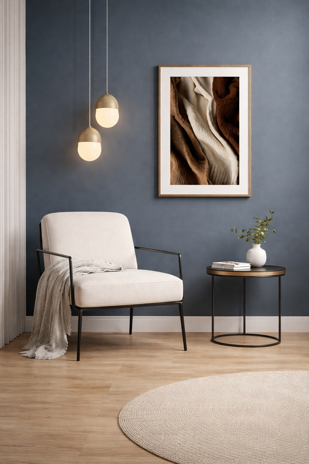 Inviting therapy setting with a pink velvet armchair and the word ‘THERAPY’ displayed, reflecting Meditate with Mary’s warm, healing environment.