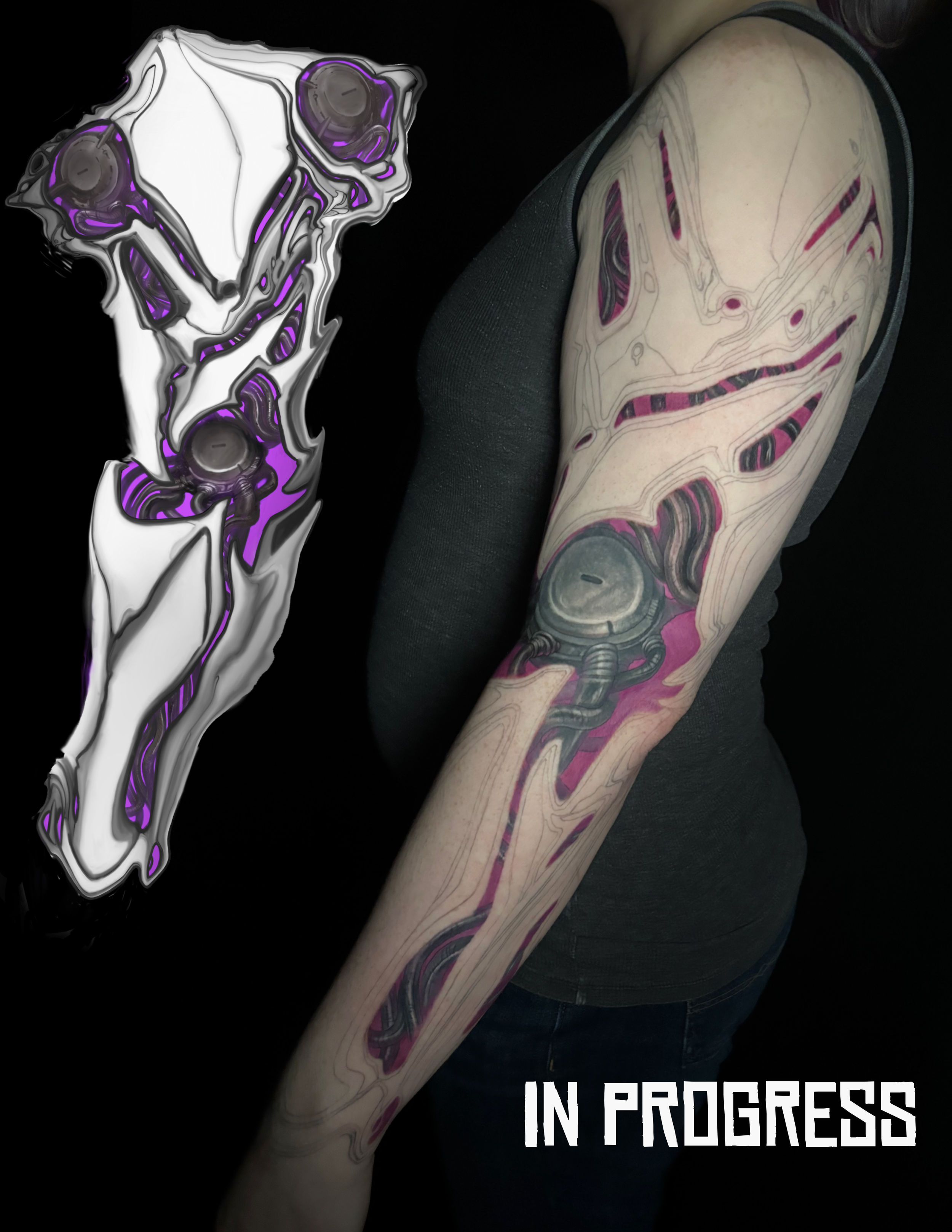 biomech abstract mech mechanical tattoo