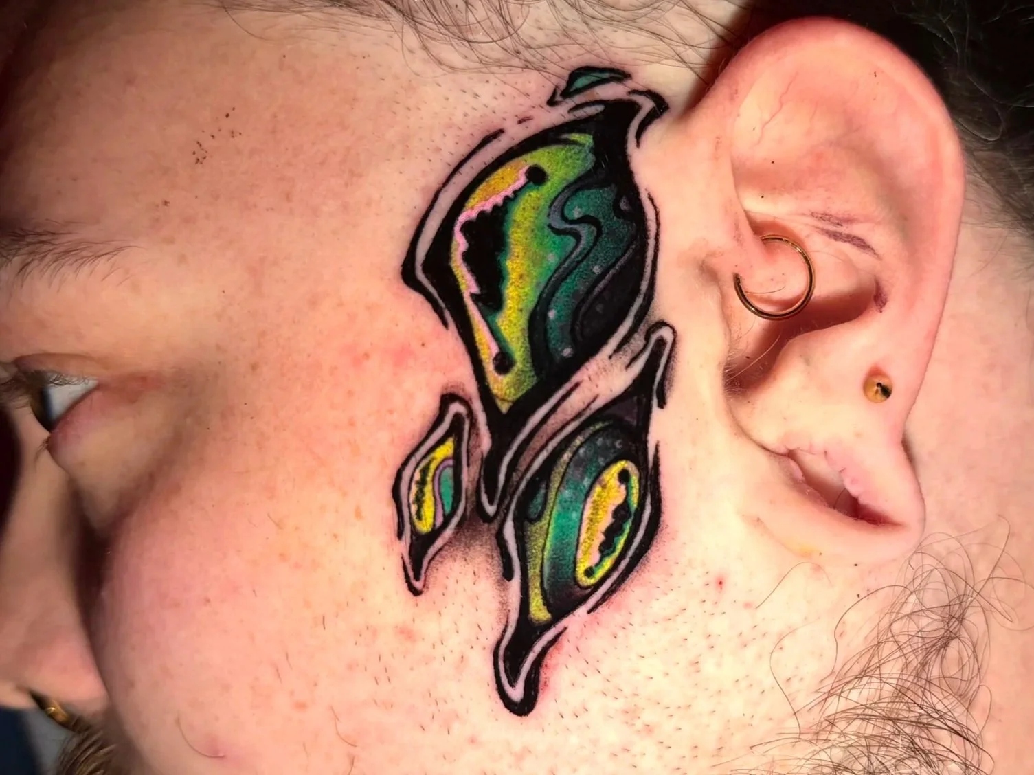 monster eyeballs tattoo, weird tattoos, eldritch horror, body horror