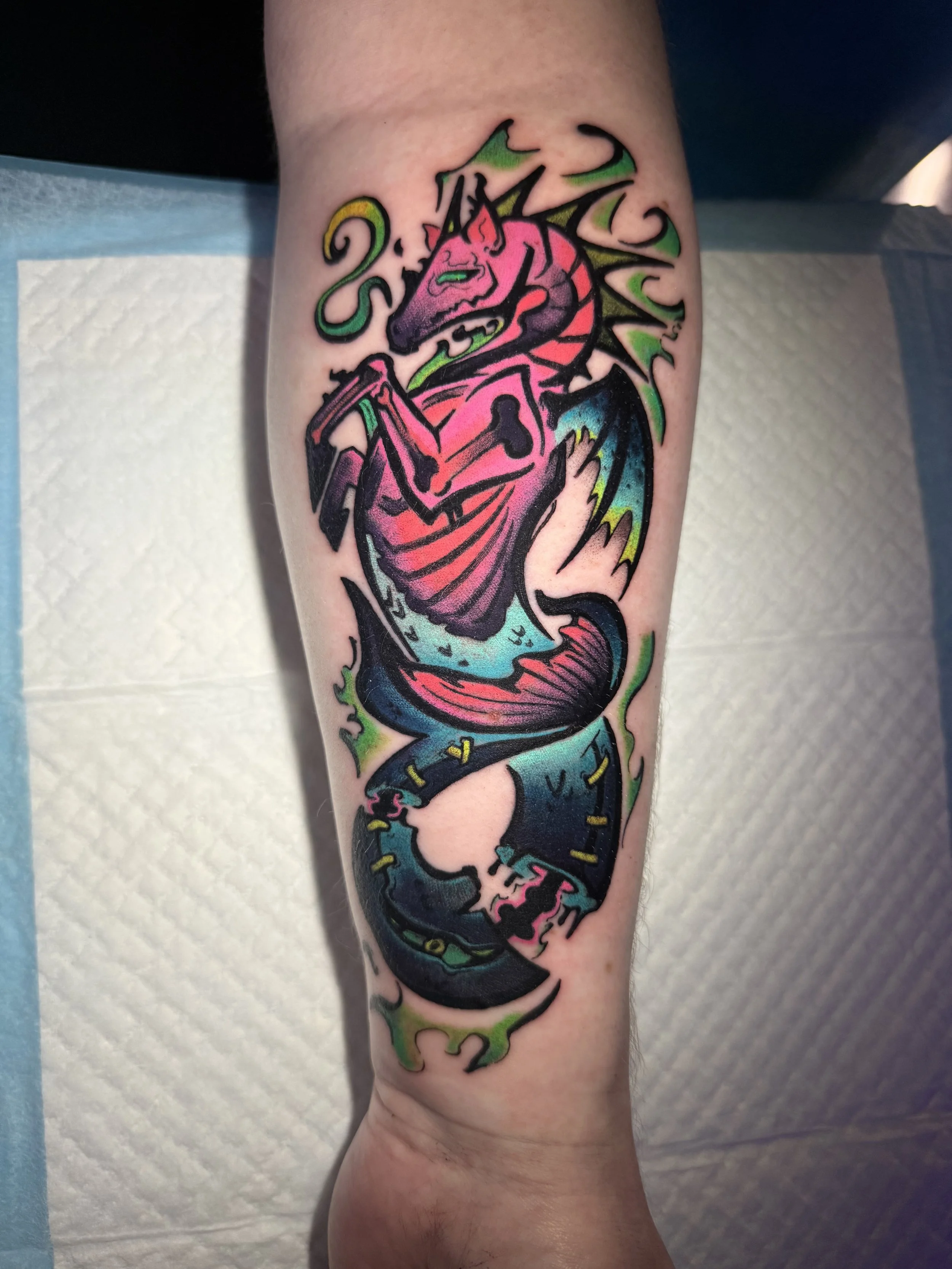 hippocampus, horse, mermaid, demon, color tattoo, tattoo, Greek mythology