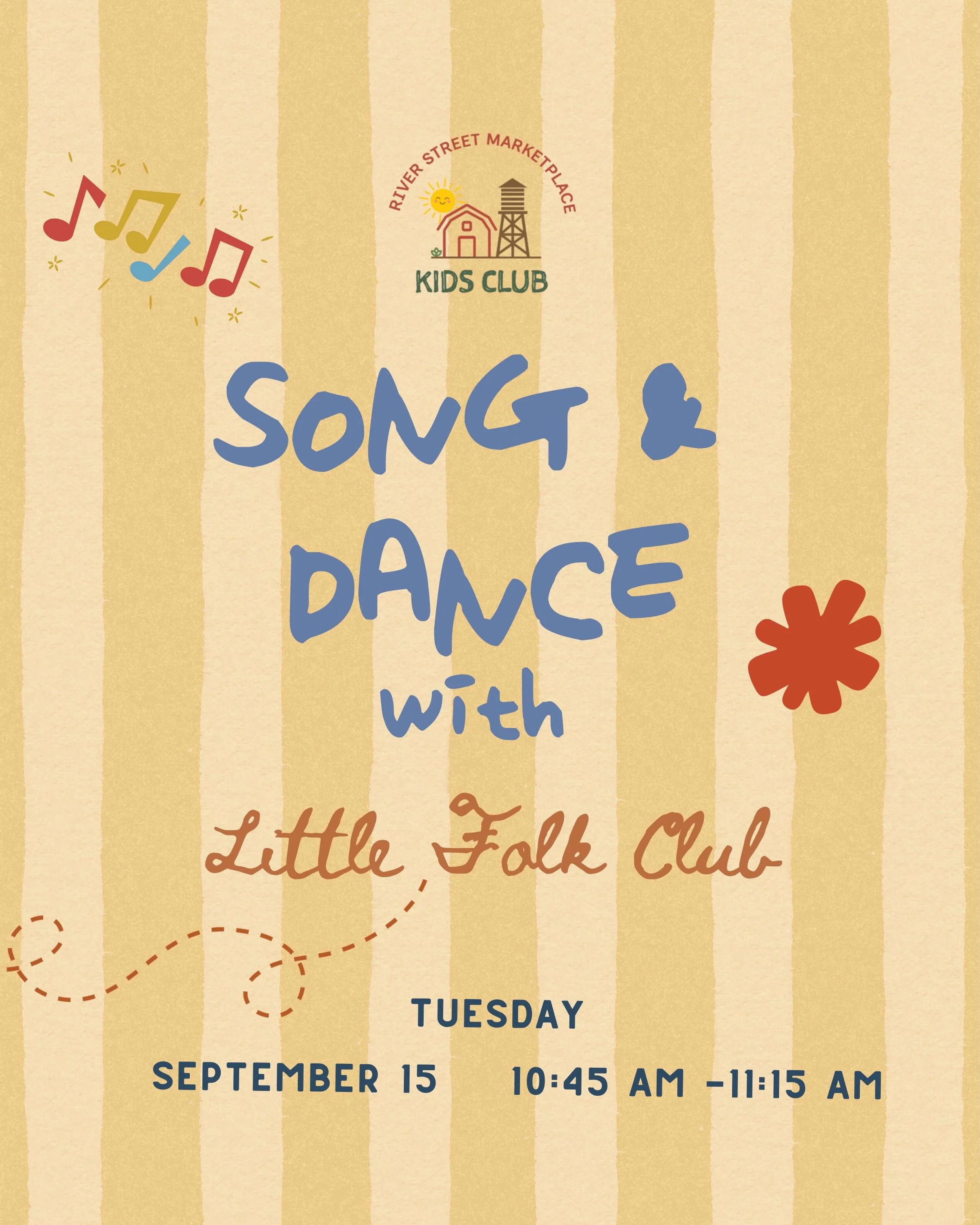 @littlefolkclub is coming back to River Street Kids Club and we couldn&rsquo;t be more excited! 

Join us for a morning of music, movement, singing &amp; dancing with your littles!

Tuesday, September 15
10:45&ndash;11:15 AM
📍 River Street Marketpla