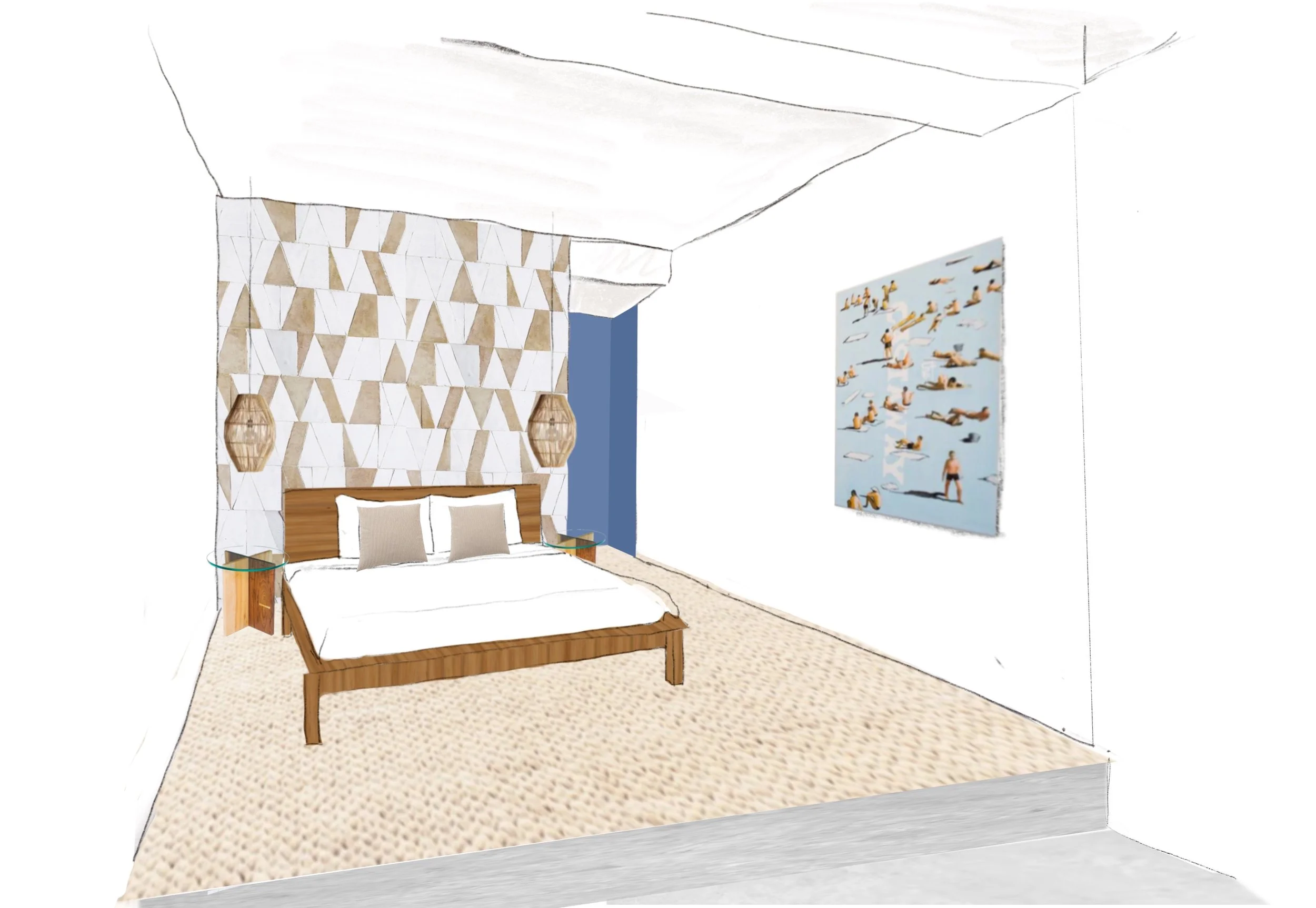 Dessin hôtel - chambre saravoan - concept