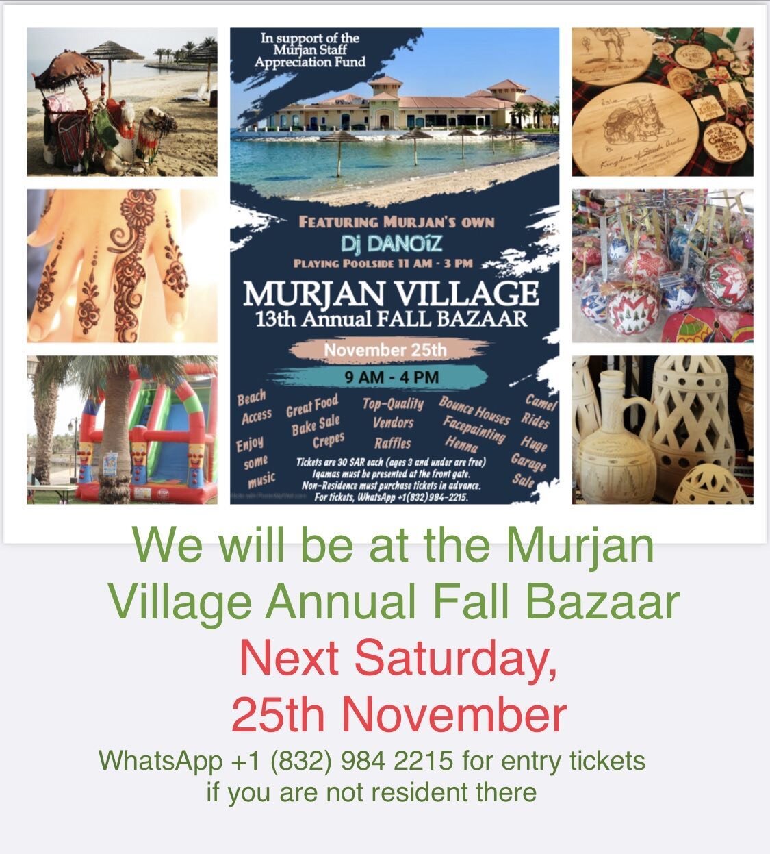 Arabian Collections will be up in Jubail next Saturday for the Murjan Village Bazaar. Come join us!