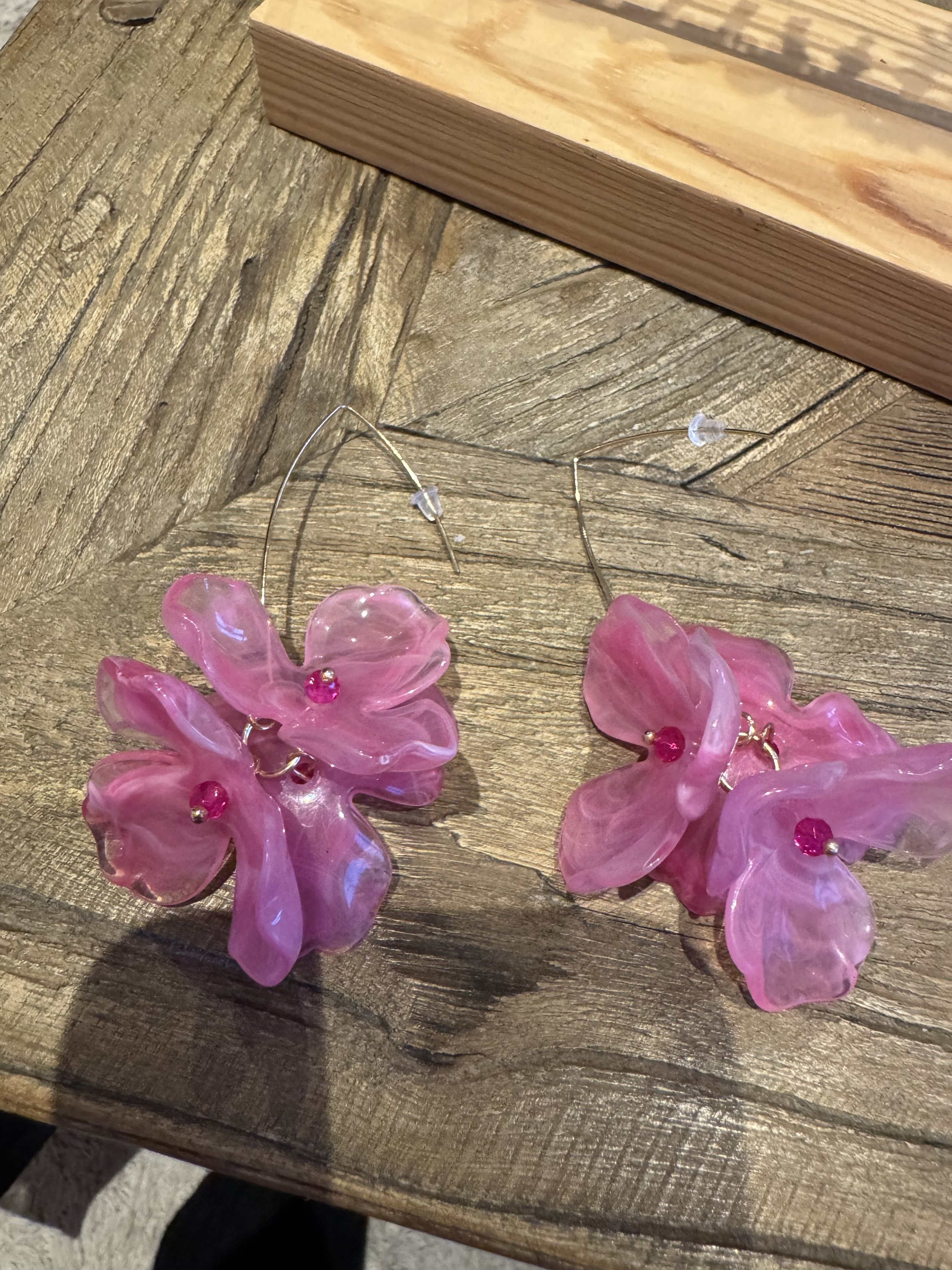 Pendientes flor rosa