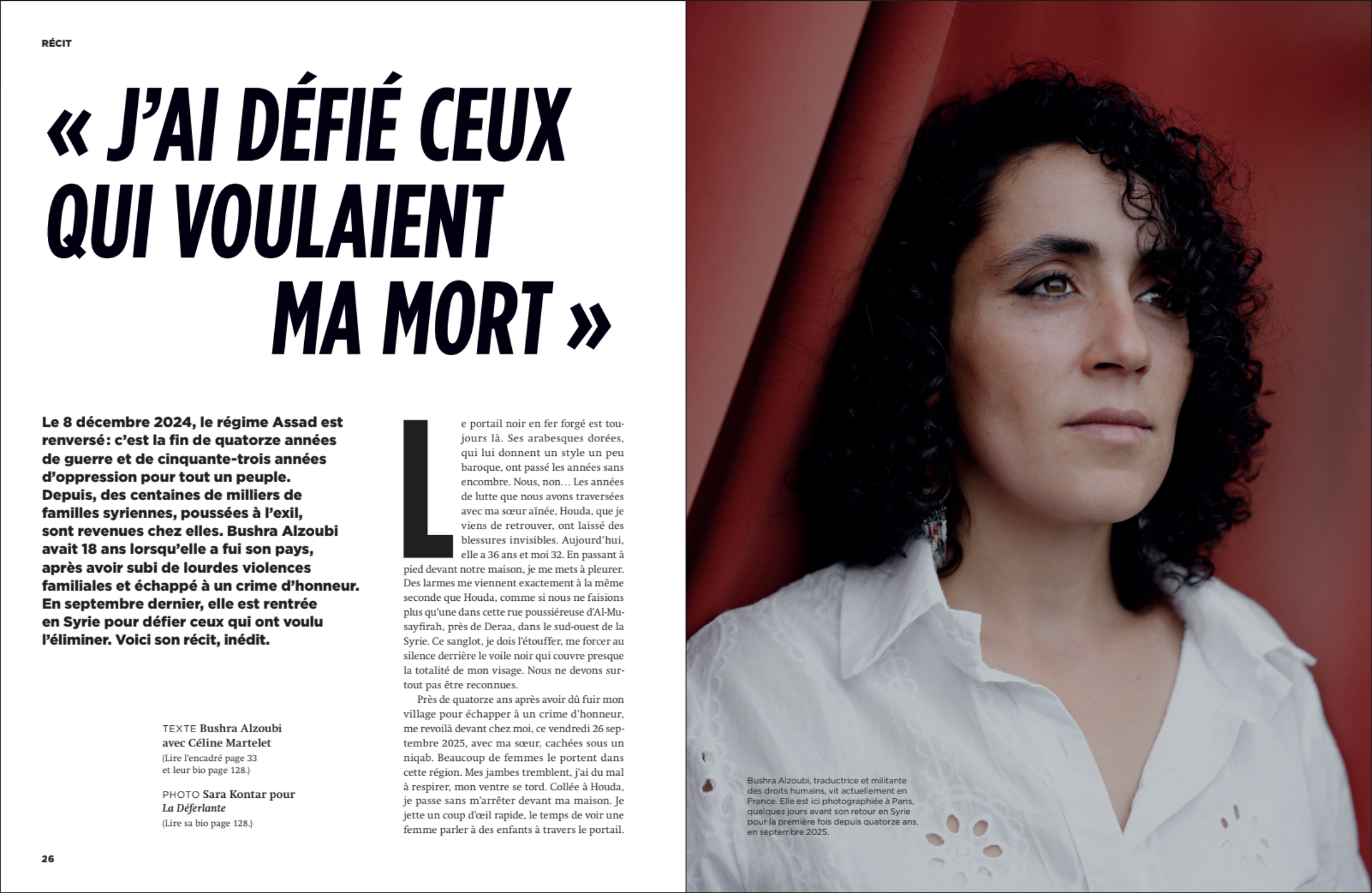 Portrait of Bushra Alzoubi story for La Déferlante