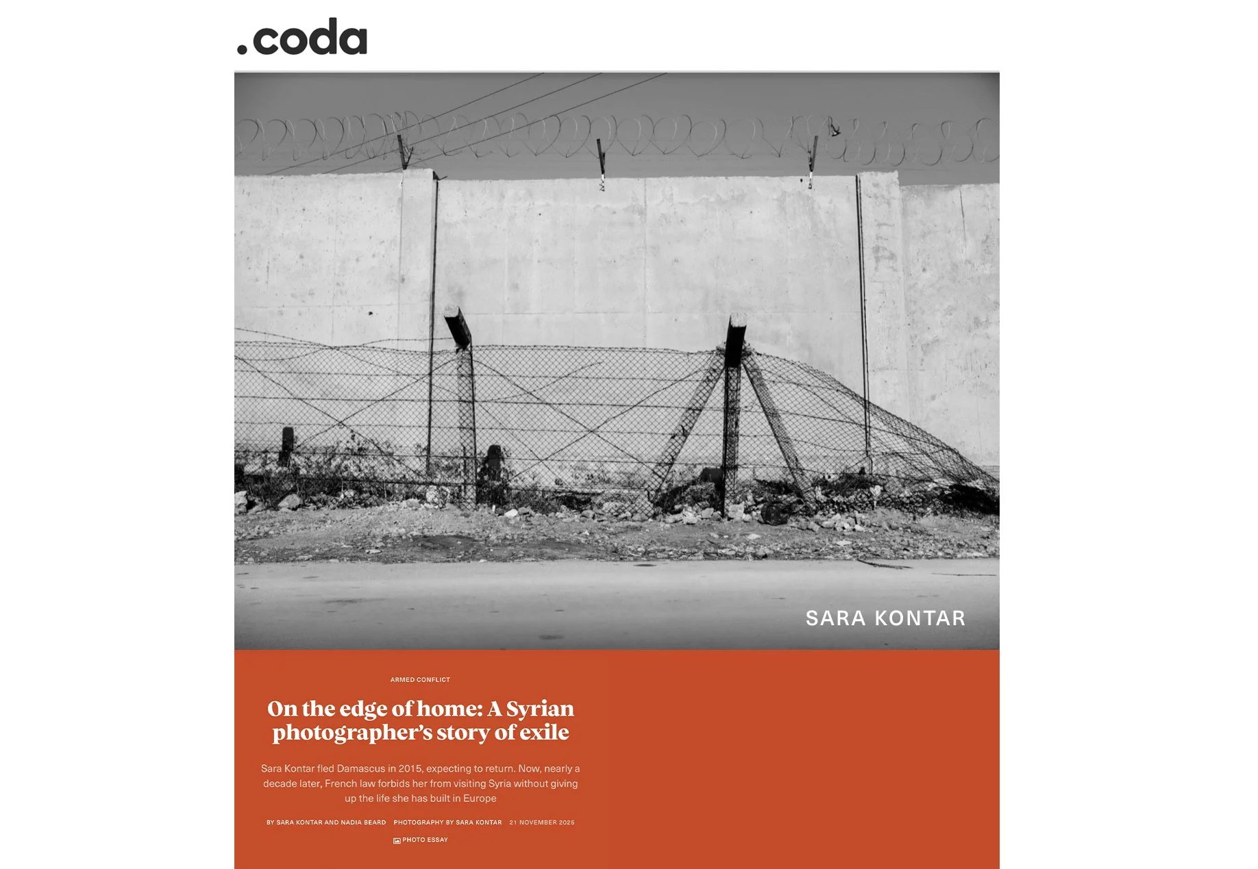 On the edge of home: A Syrian photographer’s story of exile for Coda Story