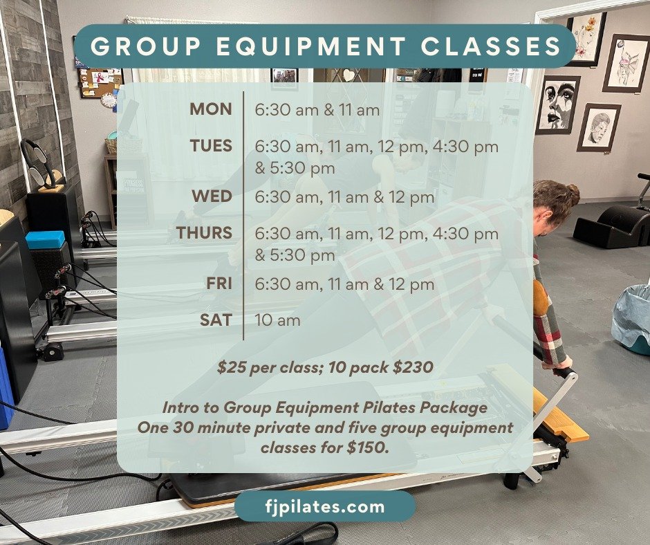 Group Equipment Classes are an excellent way for you to enjoy Pilates if you have Pilates experience. Clients have fun, get stronger, feel less pain, regain mobility, and reduce stress while also saving money. No more than 6 people are enrolled in gr