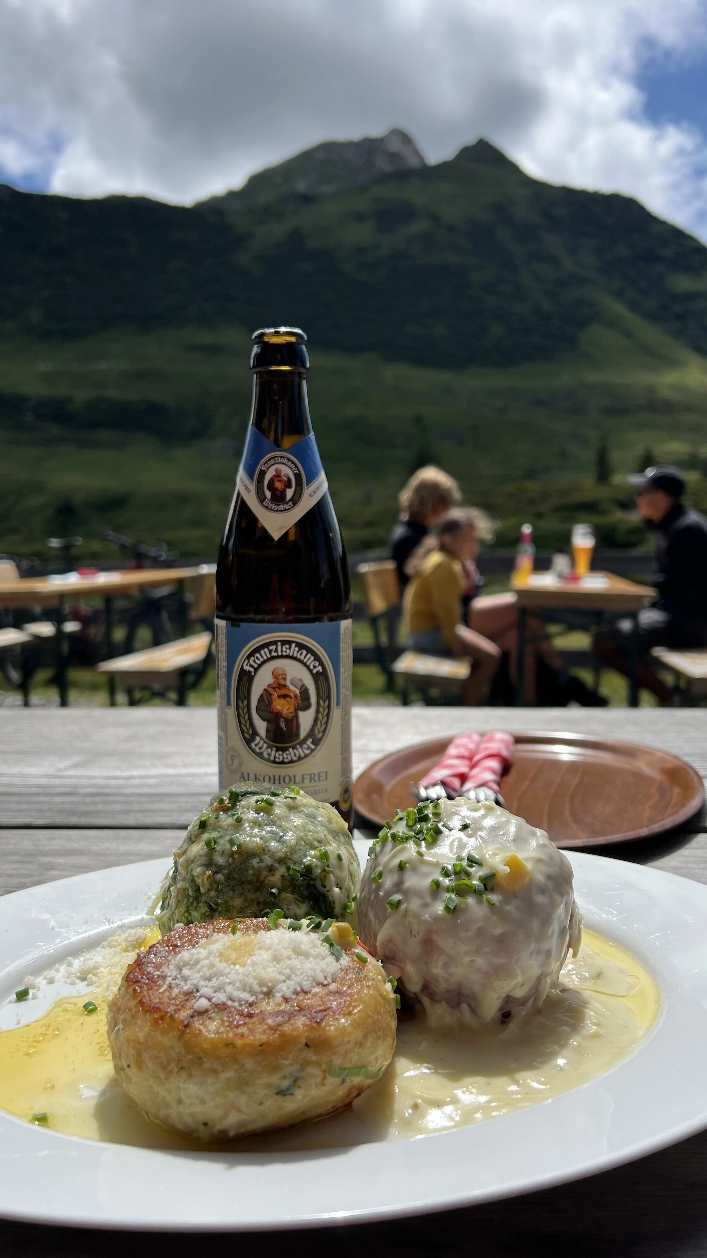 Lunch after the long cycle up to the Zollnersee Hutte.
