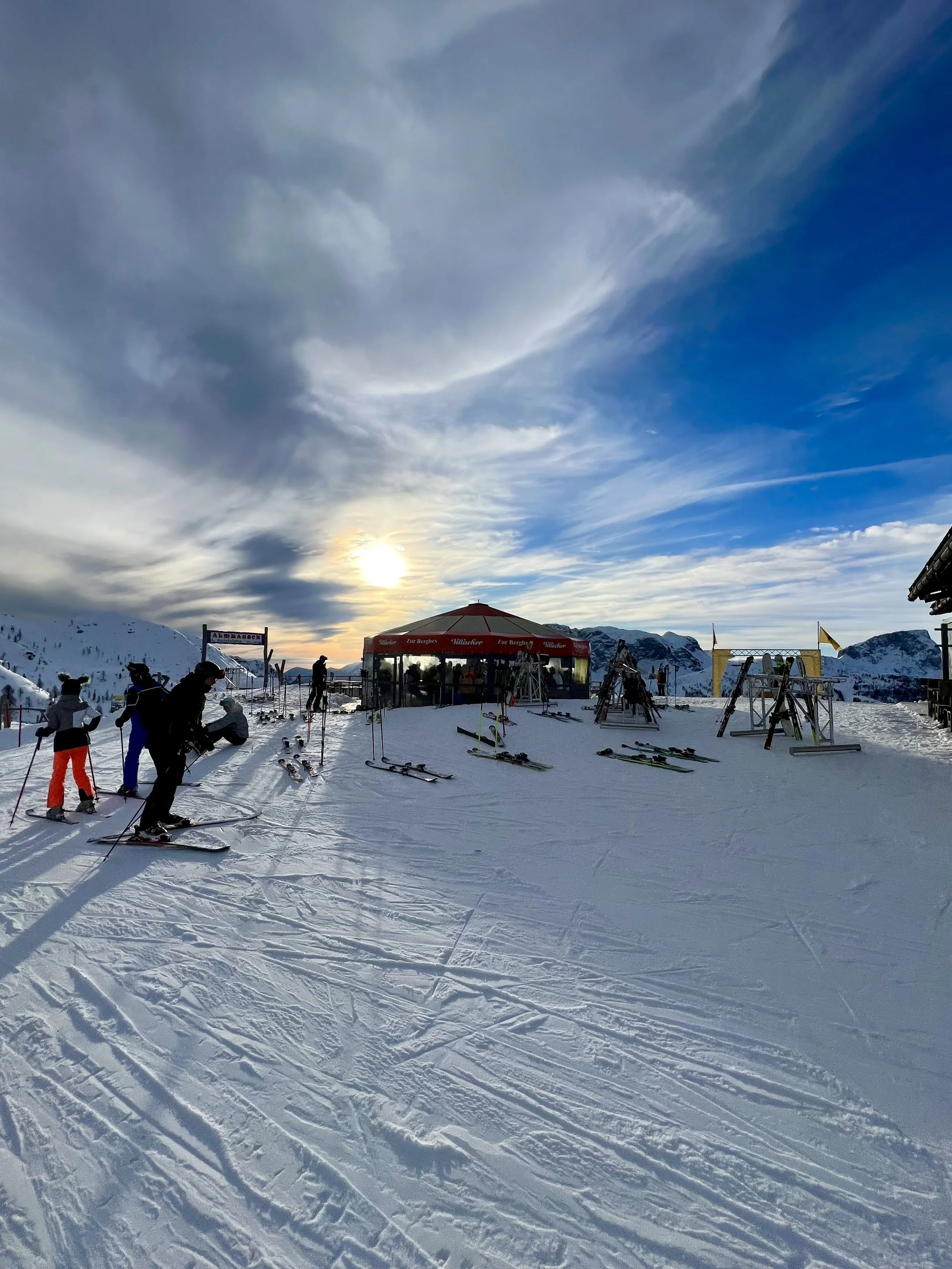 Nassfelds Berghex in the afternoons. A great place for some beautiful views, funky music and liquid refreshments.