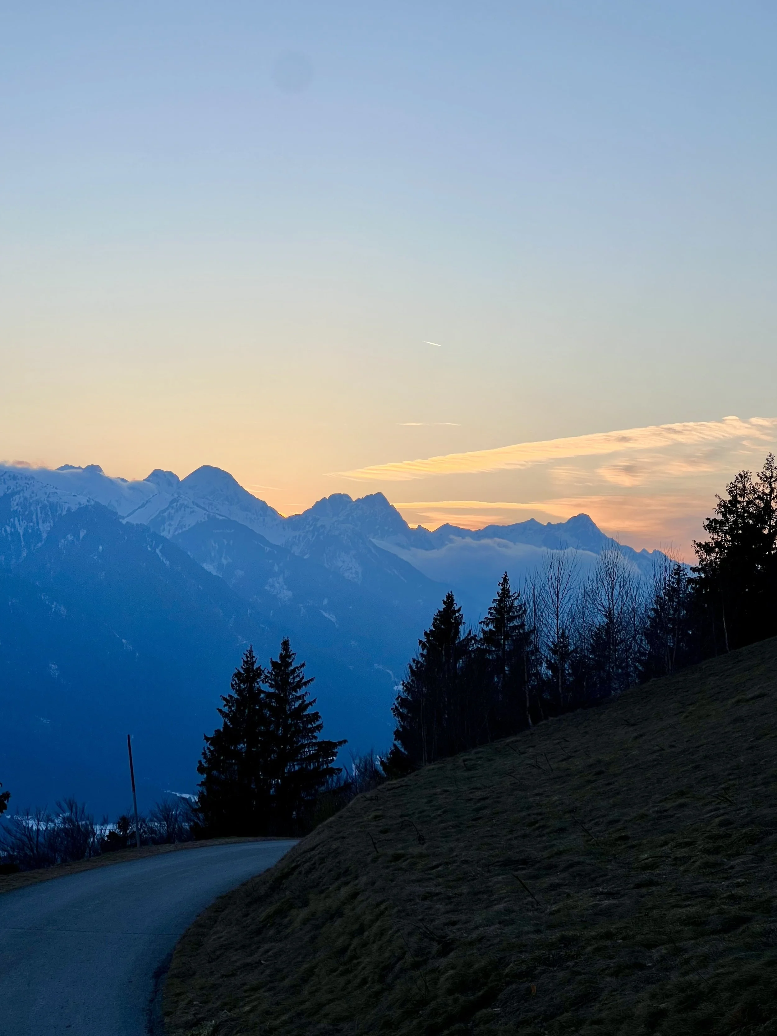 Sunset on the mountain bike ride back to Nassfeld Blick. 